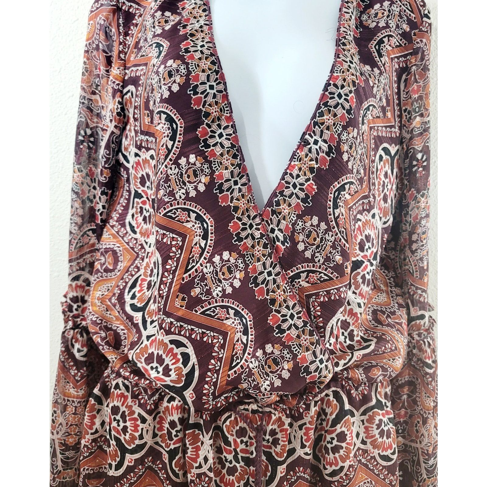 Other Chelesa Violet Burgundy Floral Print Romper Small Size 26" / US 2 / IT 38 - 6 Thumbnail