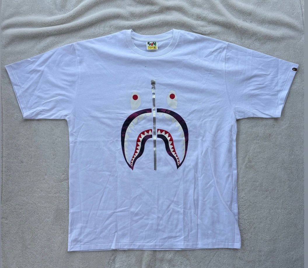 Bape Bape White Purple Shark Tee - 3XL Size US XXL / EU 58 / 5 - 1 Preview