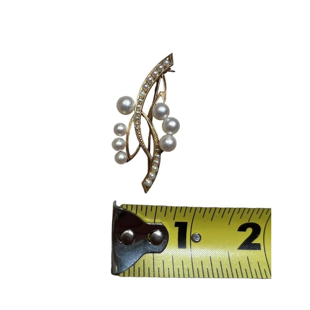 Unknown London Vintage 14k Gold Brooch Pin with 26 Pearls 4g Size ONE SIZE - 10 Thumbnail