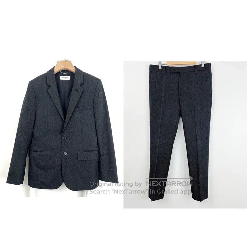 Saint Laurent Paris Saint Laurent Paris Black and Gray Striped Suit Size US S / EU 44-46 / 1 - 1 Thumbnail