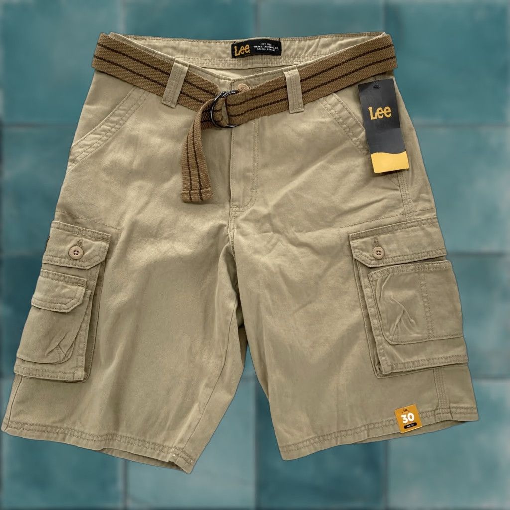 Lee Lee Belted Cargo Shorts Mens 30 Khaki Beige Relaxed Outdoors Hiking Workwear NWT Size US 30 / EU 46 - 1 Thumbnail