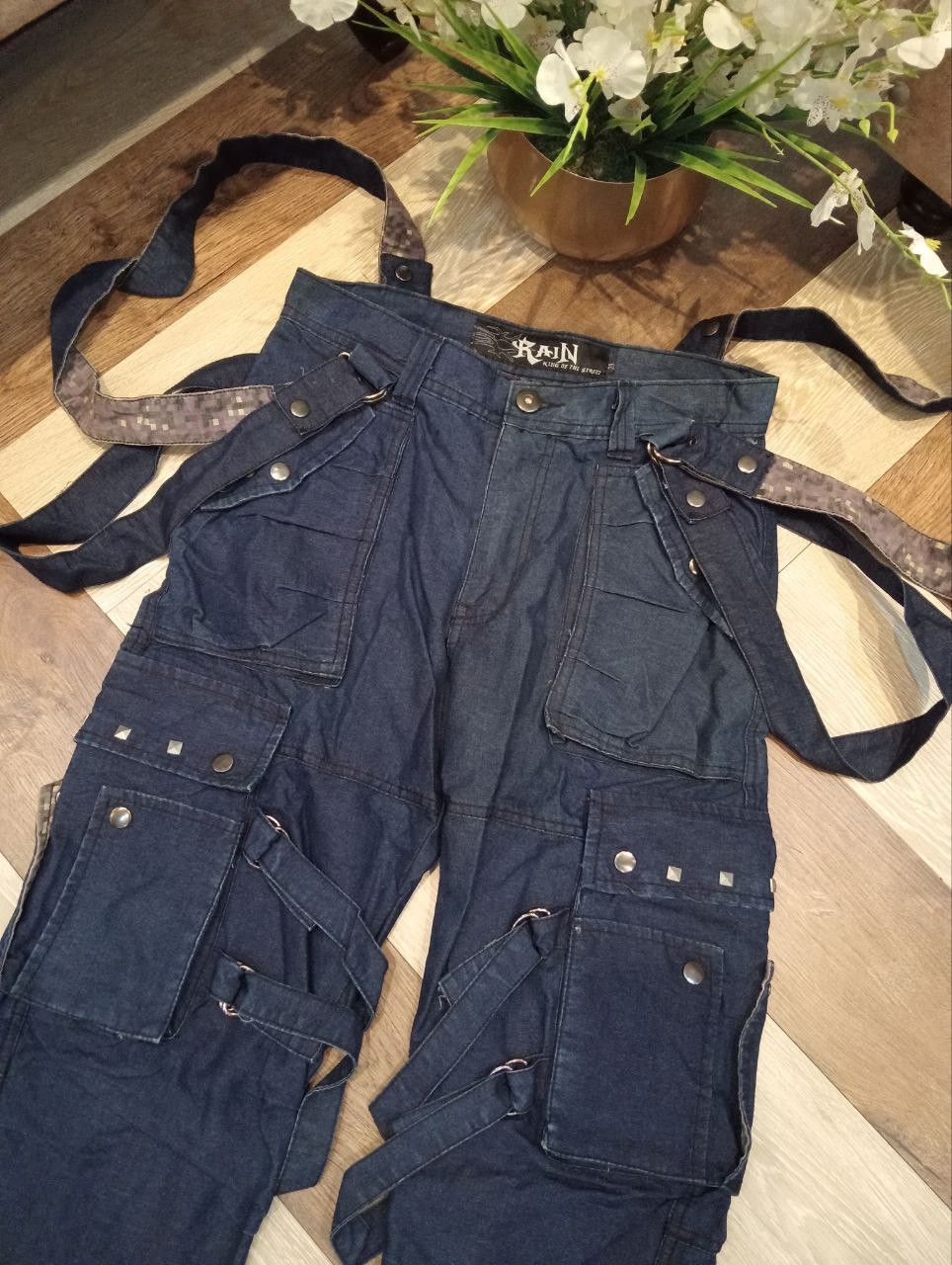 Seditionaries JAPANESE RAIN KING OF THE STREET BONDAGE PANTS - BLUE Size US 29 - 4 Thumbnail