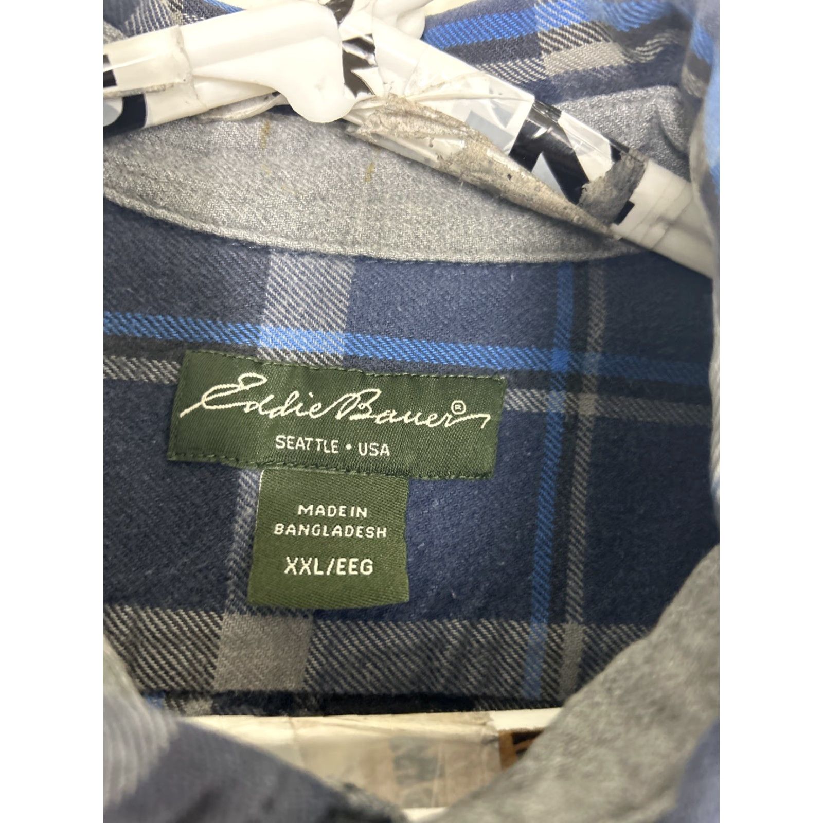 Eddie Bauer Eddie Bauer Shirt Mens 2XL Long Sleeve Button-Up Flannel Blue Plaid Cotton N/A Hole Size US XXL / EU 58 / 5 - 6 Thumbnail