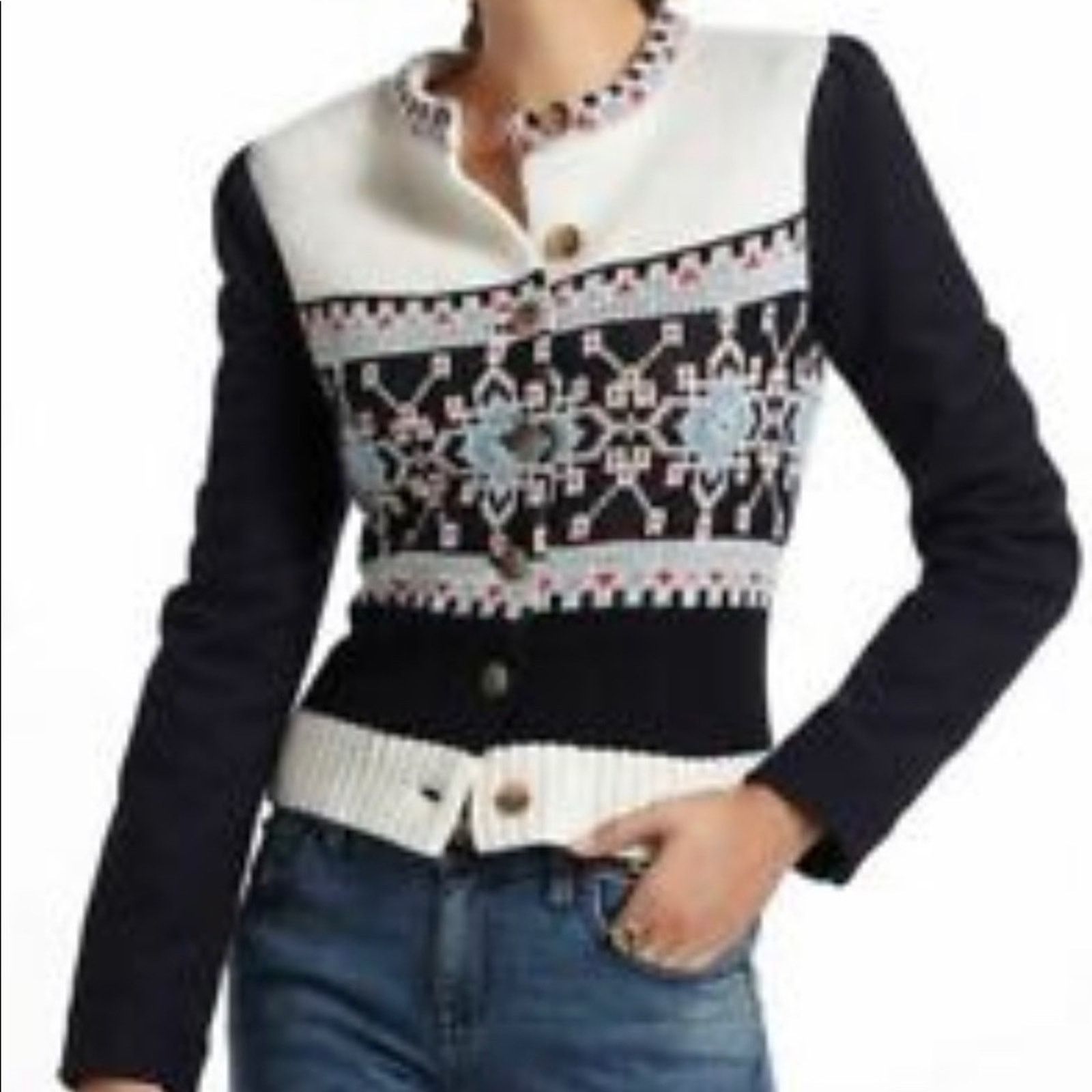 Anthropologie Anthropologie Buckhaven Fairisle Sweater jacket Elevenses Size XS / US 0-2 / IT 36-38 - 2 Thumbnail