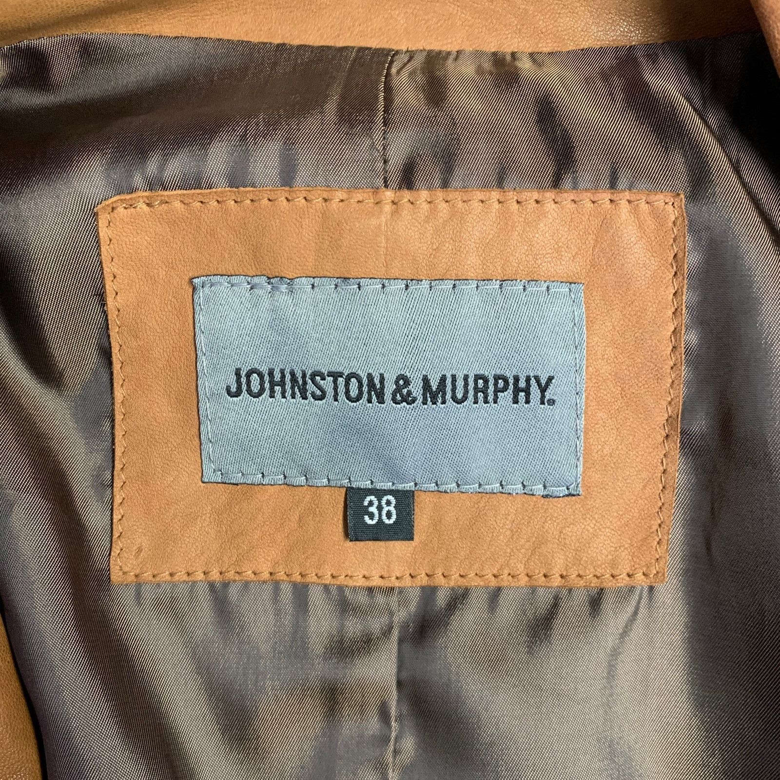 Johnston & Murphy JOHNSTON & MURPHY Size S Brown Tan Leather Zip Up Jacket Size US S / EU 44-46 / 1 - 5 Thumbnail
