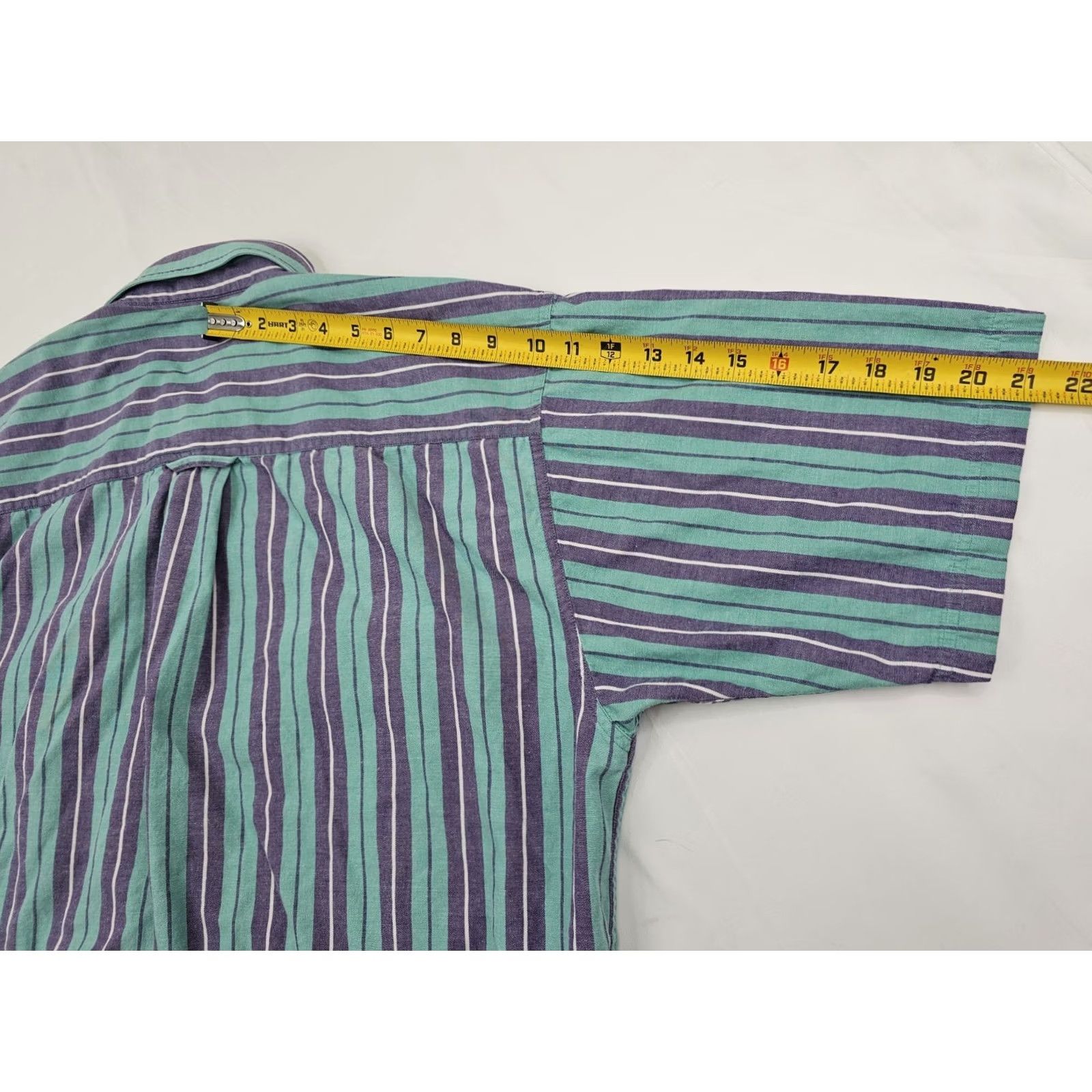Eddie Bauer VINTAGE Eddie Bauer Rufton Twill Shirt Men XL Turquoise Purple Striped Cotton Button-Up Short Sleeve Retro Pol o Shirt? Size US XL / EU 56 / 4 - 8 Thumbnail