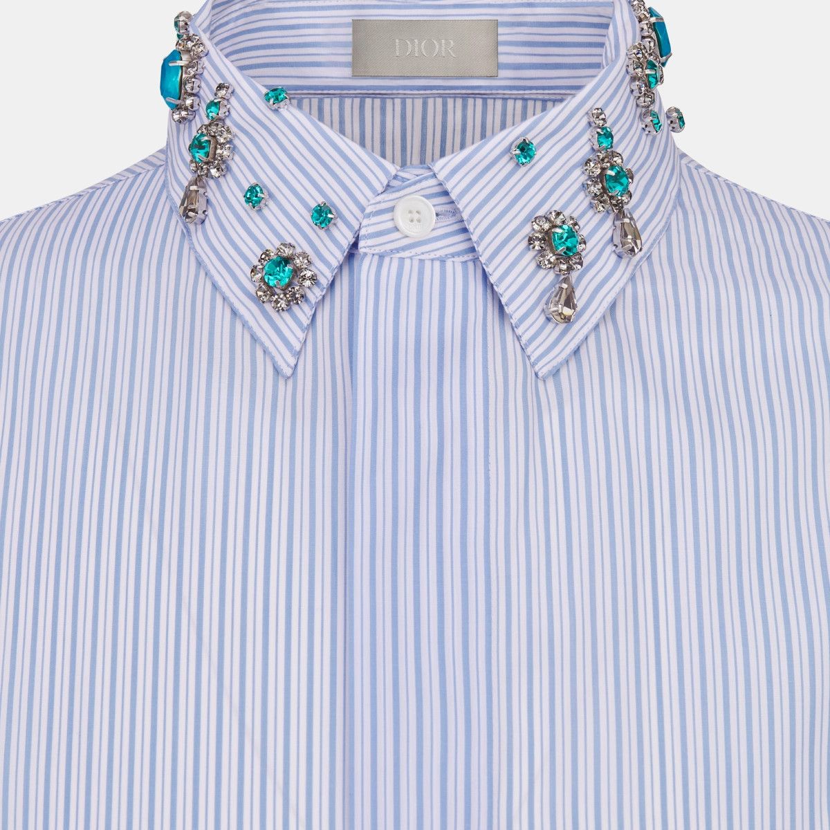 Dior o1bcso1str0226 Cabochon Collar Shirt in Blue/White Size US M / EU 48-50 / 2 - 3 Thumbnail