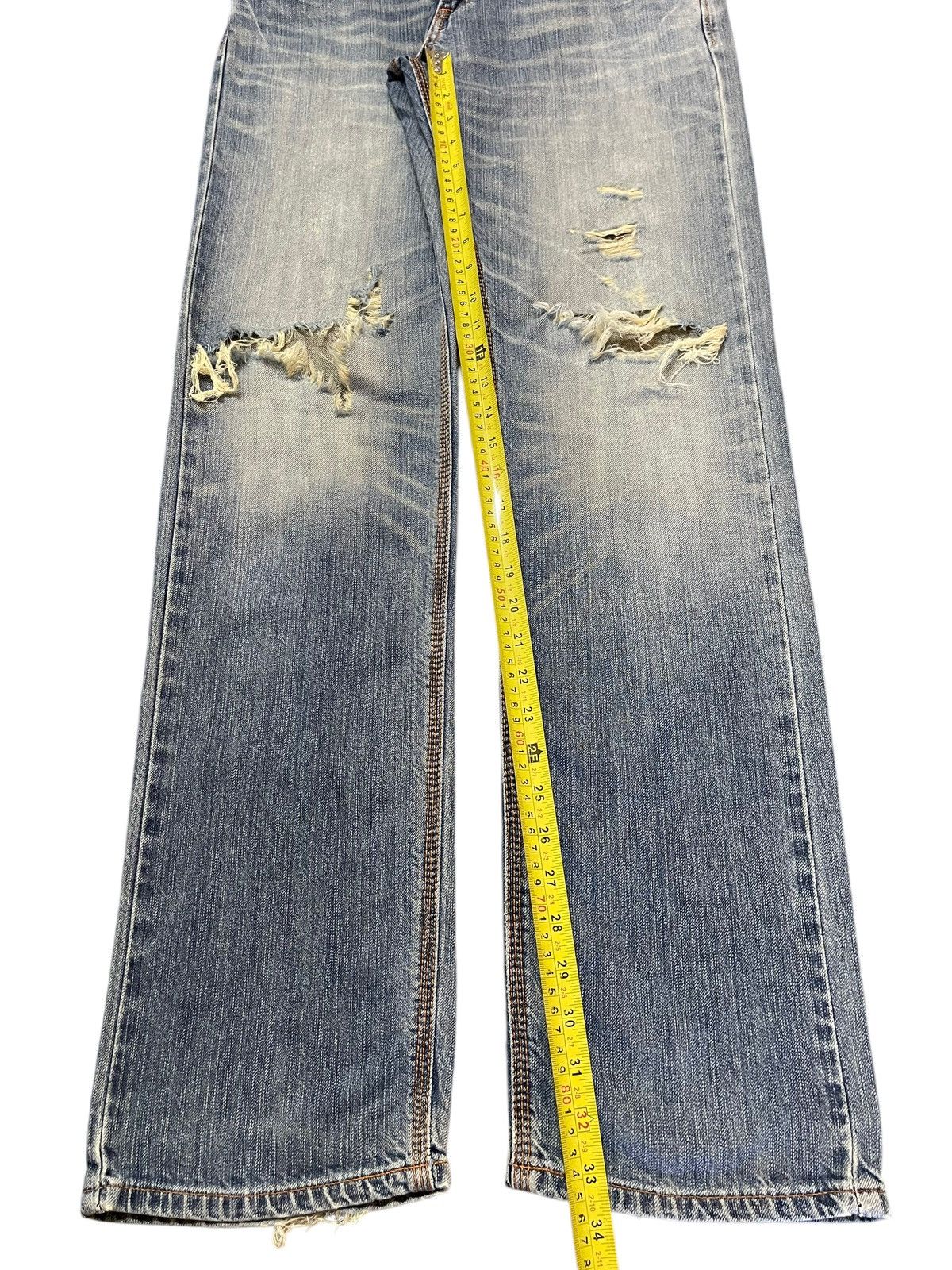 Edwin Vintage Edwin Blue Faded Wash Distressed Style Jeans Size US 30 / EU 46 - 13 Thumbnail