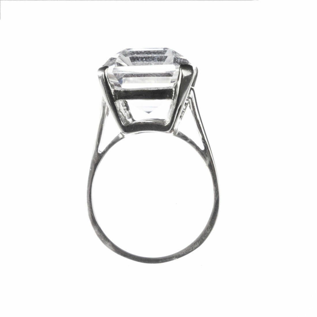 Designer Massive Sterling Emerald Cut Rock Crystal Cocktail Ring Size ONE SIZE - 3 Thumbnail