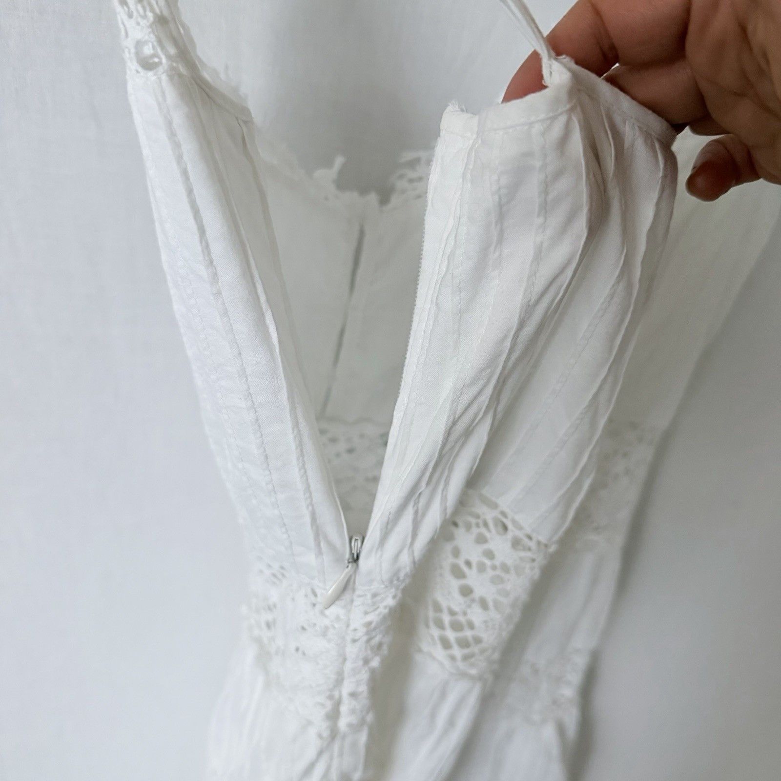 Rebecca Taylor Rebecca Taylor White Crochet Trim Textured Cotton Babydoll Size S / US 4 / IT 40 - 10 Thumbnail