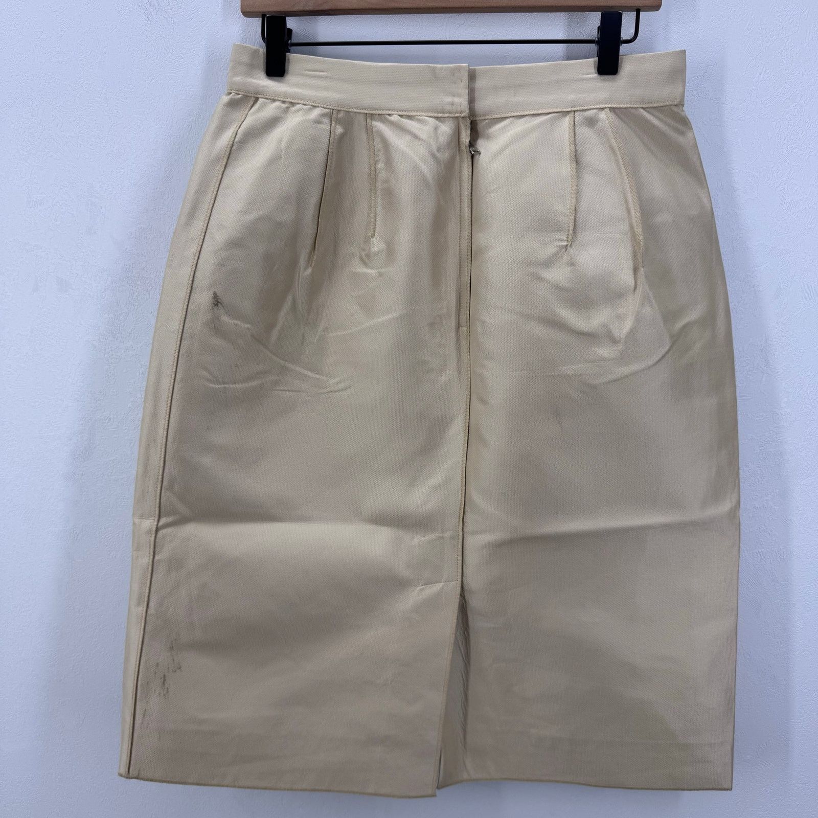 Dolce & Gabbana NDolce & Gabbana Wool Silk Blend A-Line Skirt 46/US 10 Beige Size 32" / US 10 / IT 46 - 2 Thumbnail