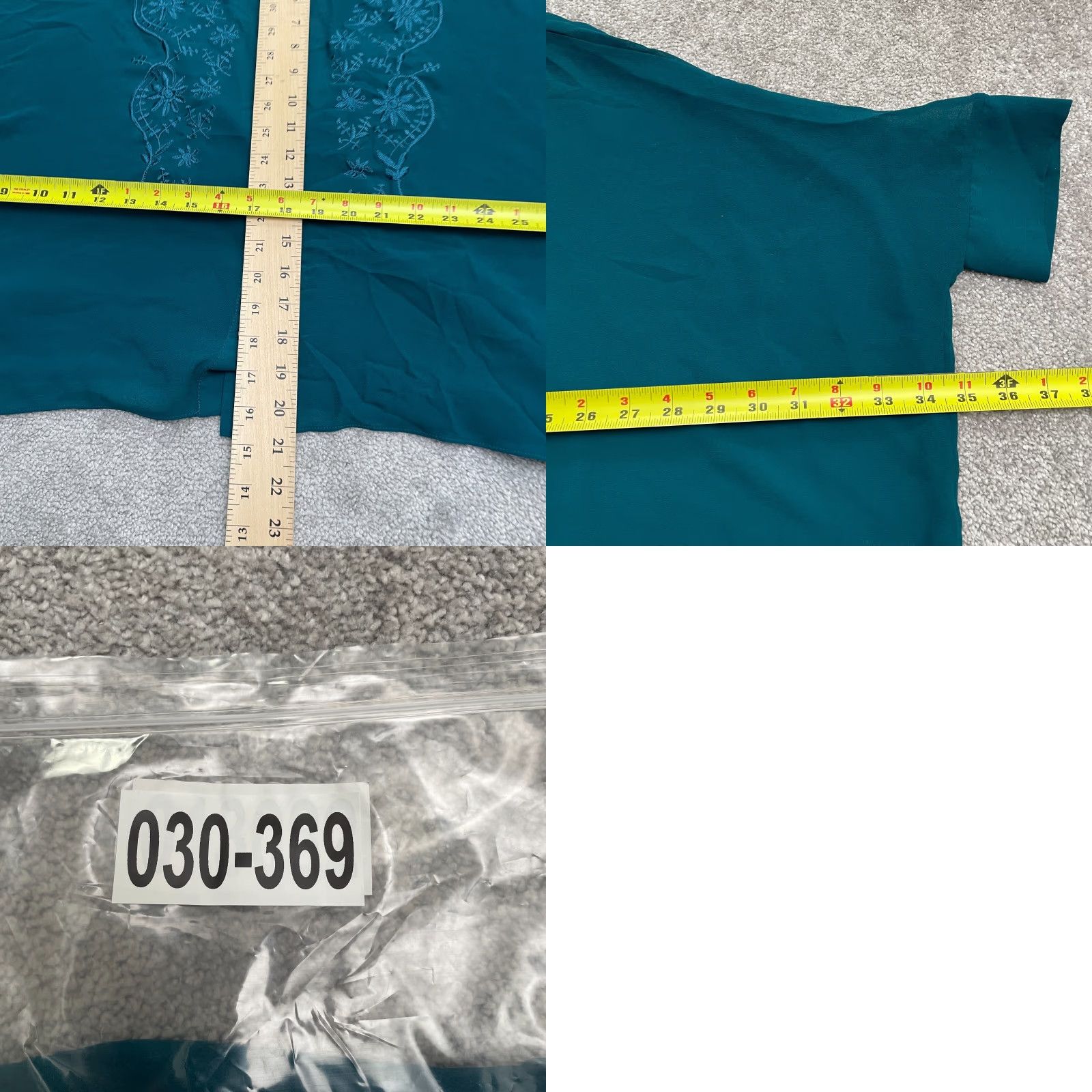 Forever 21 FOREVER 21 Shirt Womens Small Green Cropped Oversized Embroidered Button-Up Casual Sheer Chiffon Short Sleeve Size S / US 4 / IT 40 - 8 Thumbnail