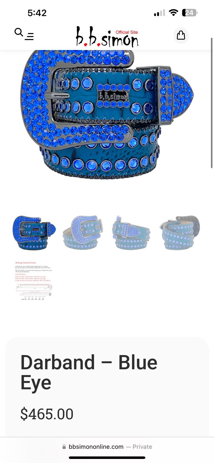 B.B. Simon Bb Simon belt darband blue eye 32 Size 32 - 4 Thumbnail