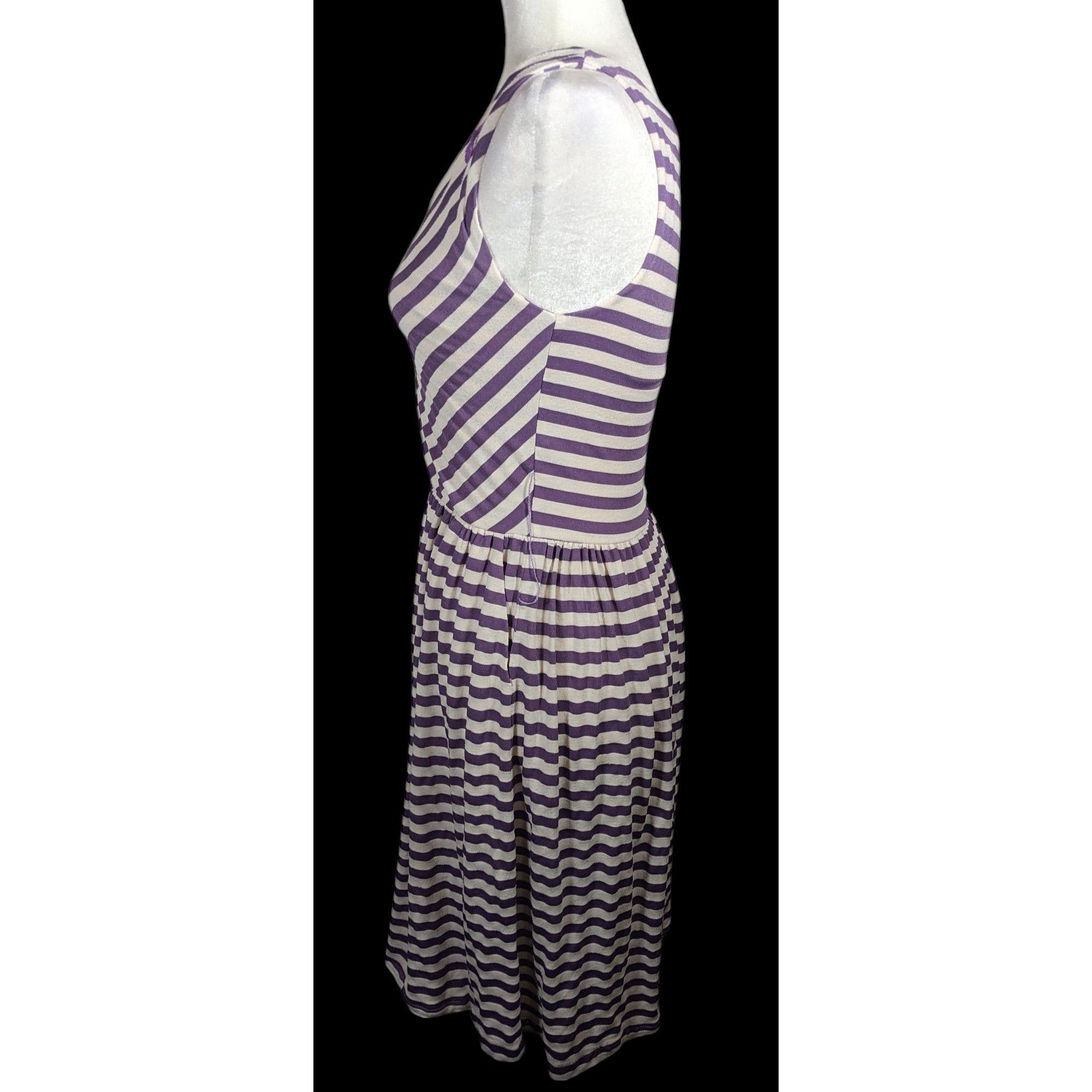 Other Knitted Dove Cottagecore Purple And White striped Dress With Size S / US 4 / IT 40 - 3 Thumbnail