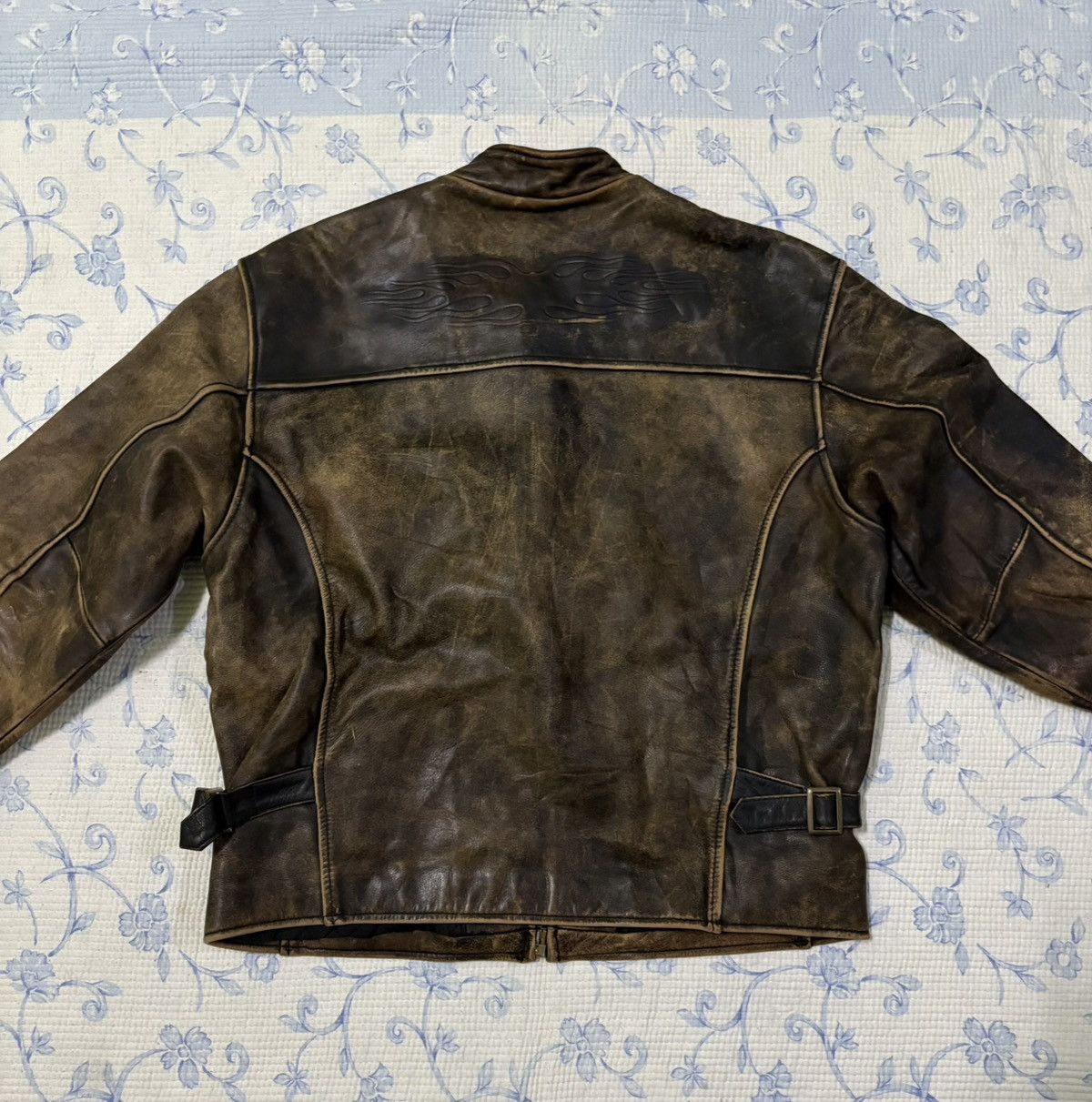 Other Cafe Racer Leather Jacket Biker Flame Jacket Size US L / EU 52-54 / 3 - 9 Thumbnail
