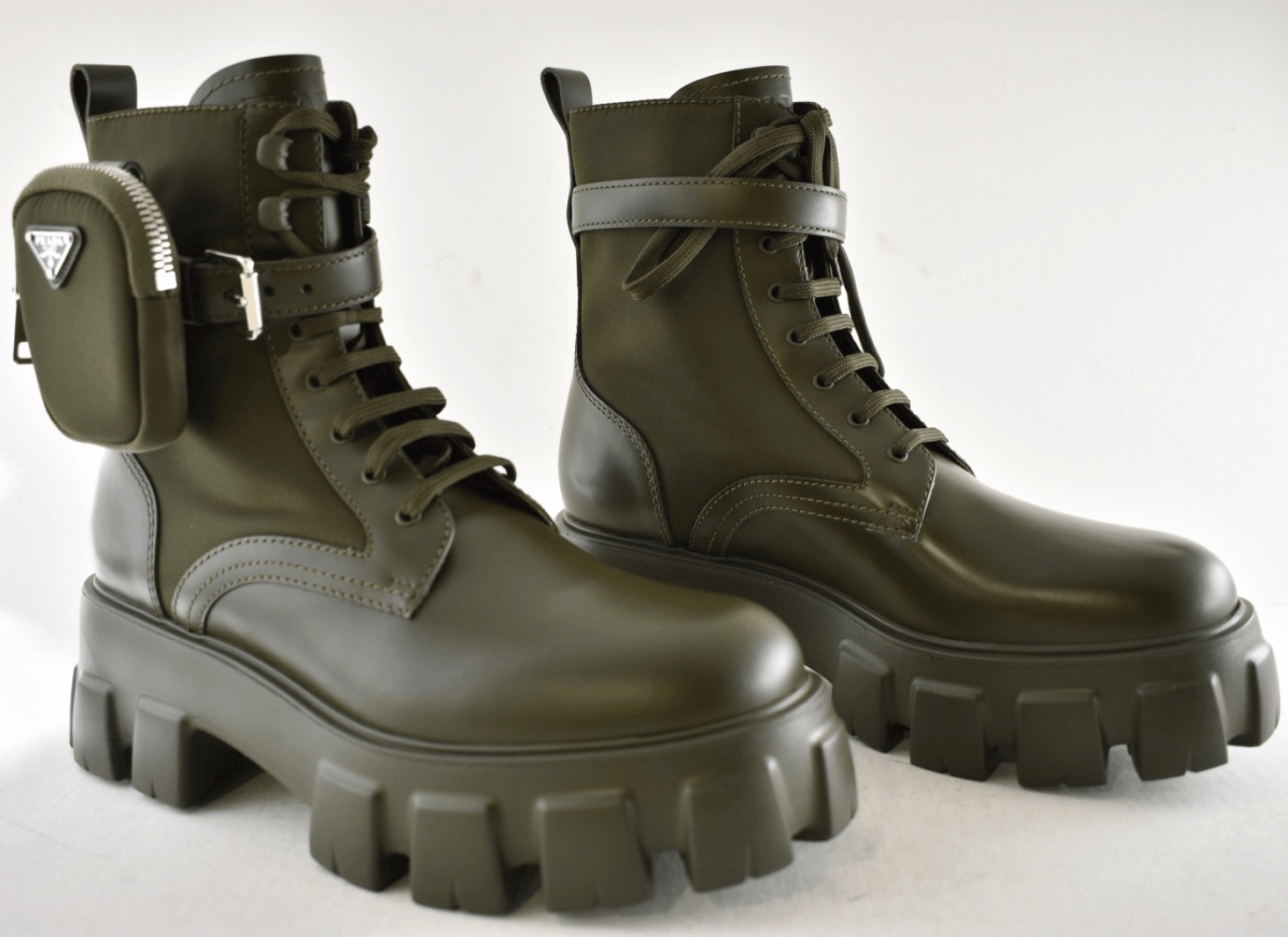 Prada Prada Monolith Leather Nylon Pouch Lug Sole Combat Boot 40 Size US 10 / IT 40 - 4 Thumbnail