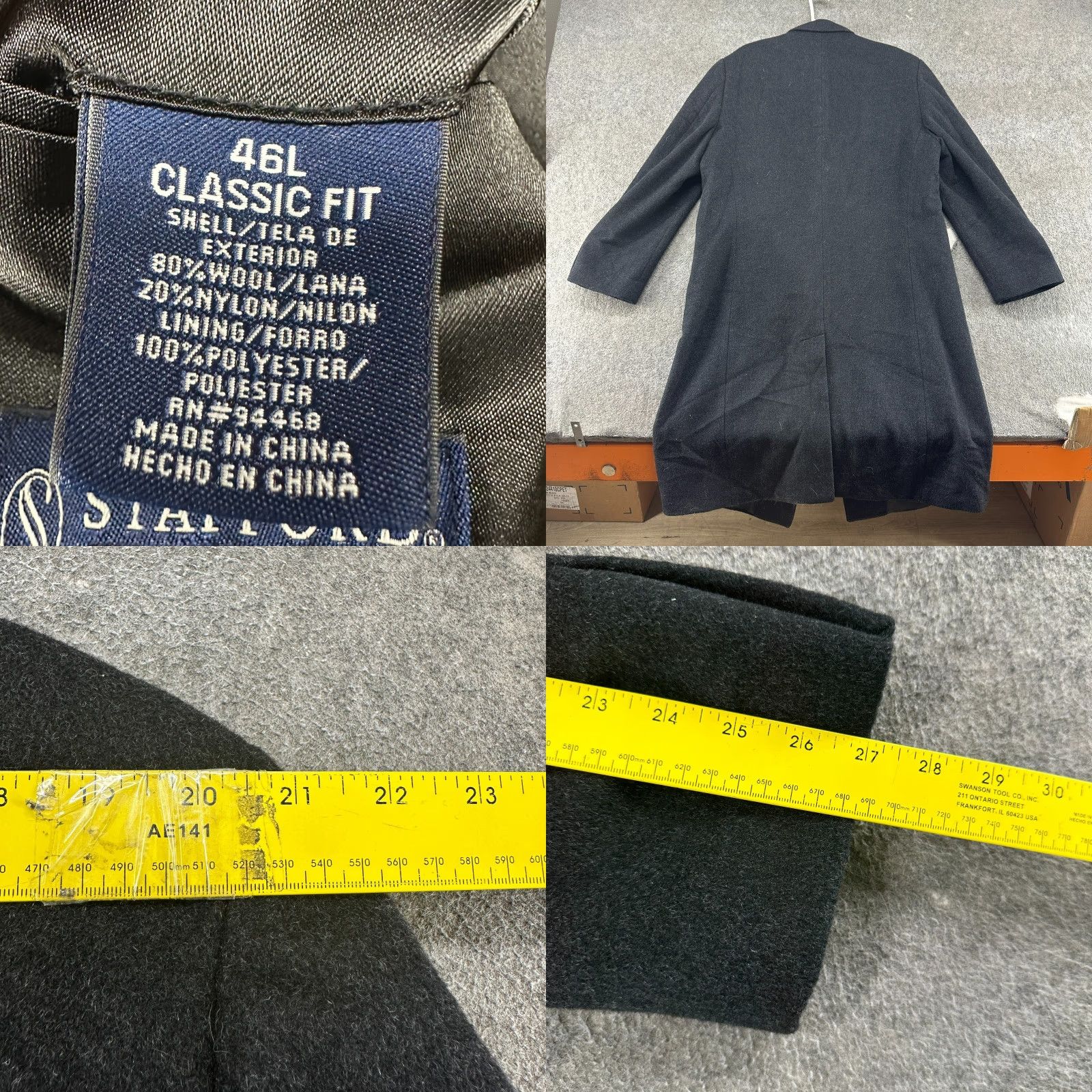 Stafford VINTAGE Stafford Coat Mens 46L Black Overcoat Long Wool Classic Fit Wool 90s Size US S / EU 44-46 / 1 - 8 Thumbnail