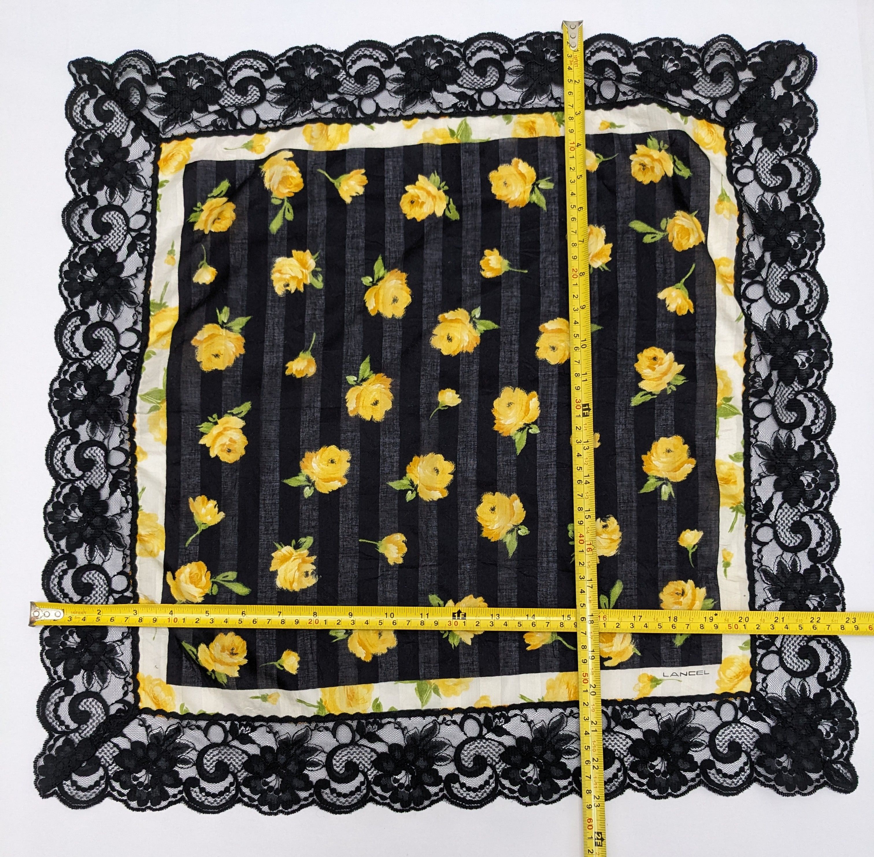 Lancel Lancel Paris Lace Handkerchief Yellow Rose & Black Size ONE SIZE - 4 Thumbnail