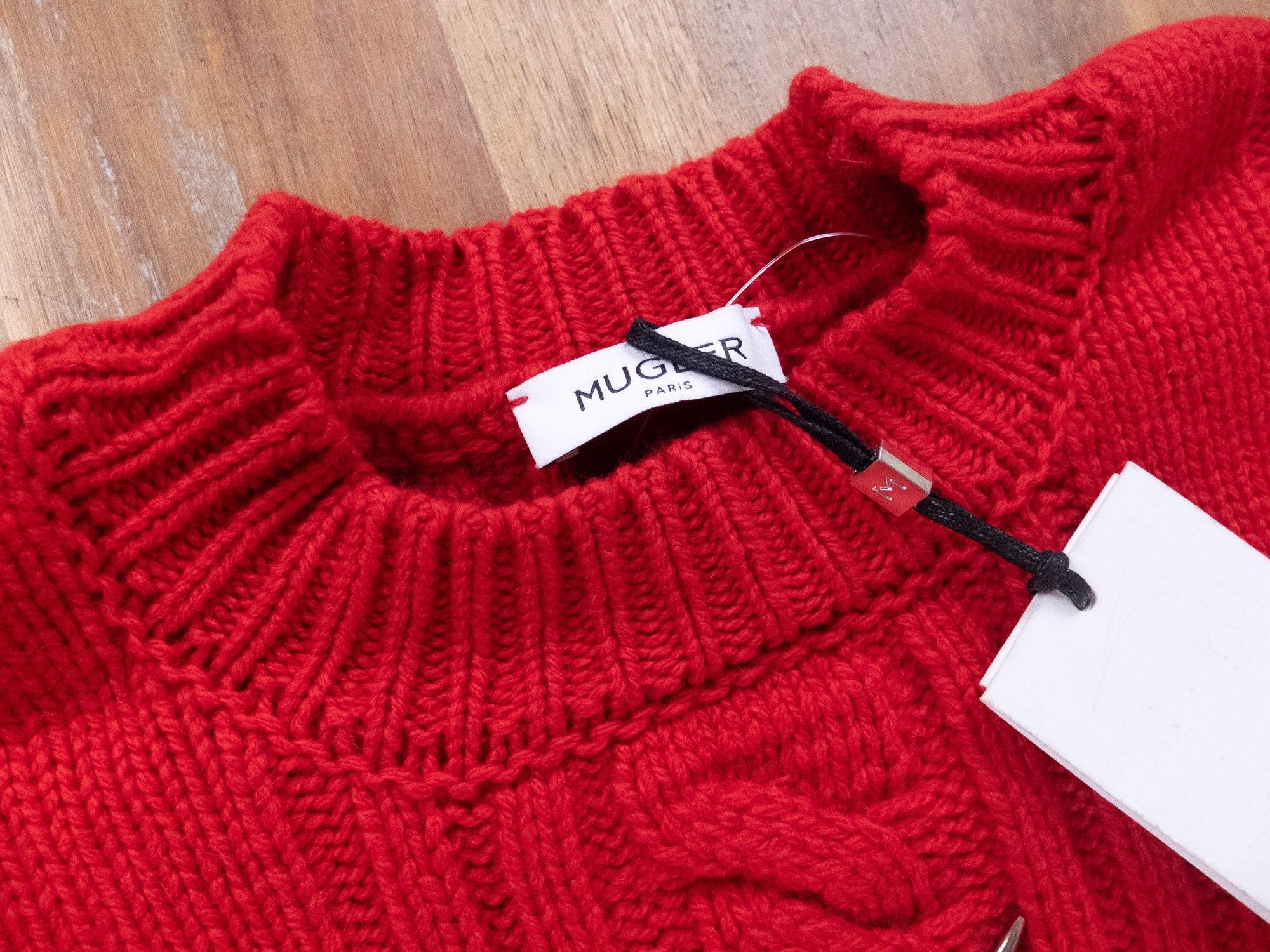 Mugler MUGLER red metallic bar wool cashmere sweater Medium q Size M / US 6-8 / IT 42-44 - 6 Thumbnail