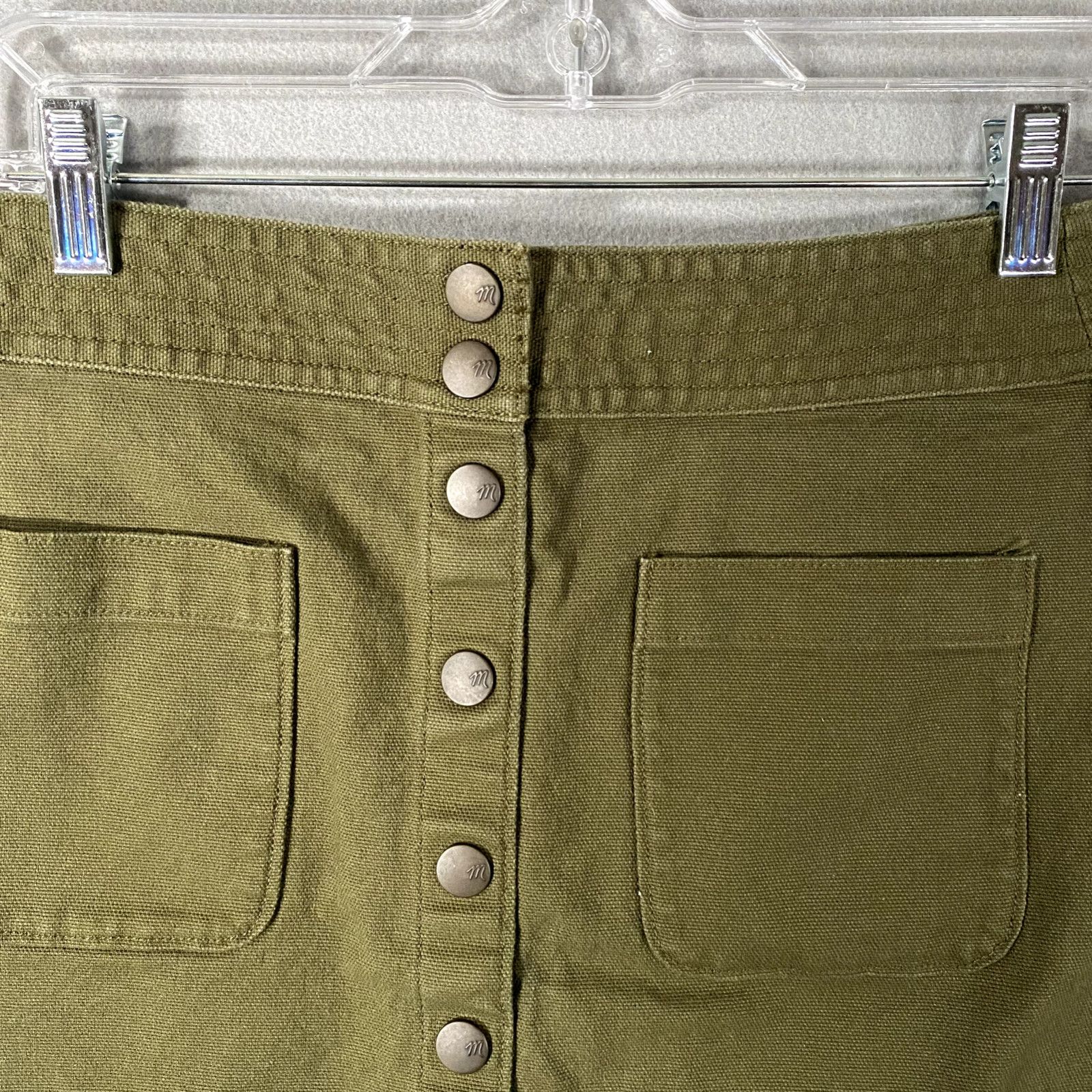 Madewell Madewell A Line Mini Button Up Raw Hem Green Skirt Womans 2 Size 26" / US 2 / IT 38 - 2 Thumbnail