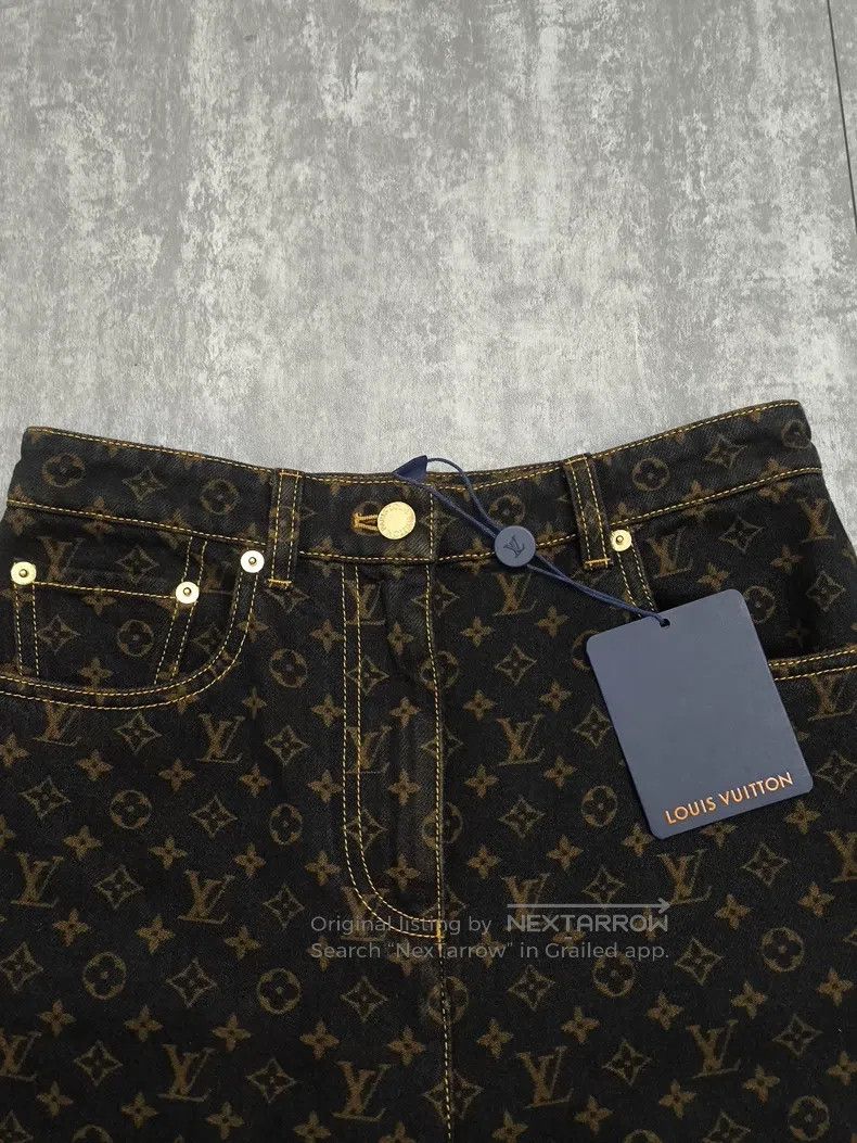 Louis Vuitton Louis Vuitton 25 New Black and Gold Laohua Wide Leg Jeans Size 33" - 3 Thumbnail