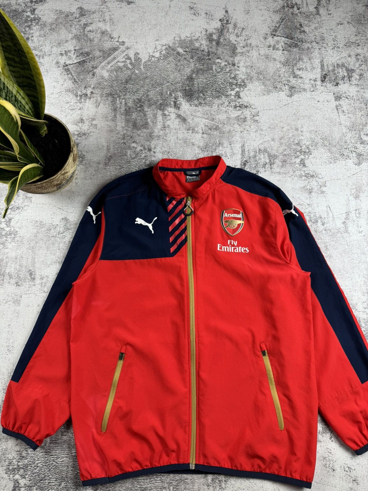 Puma Arsenal 2015/2016 Vintage Football Soccer Training Light Jacket Windbreaker Size US L / EU 52-54 / 3 - 4 Thumbnail