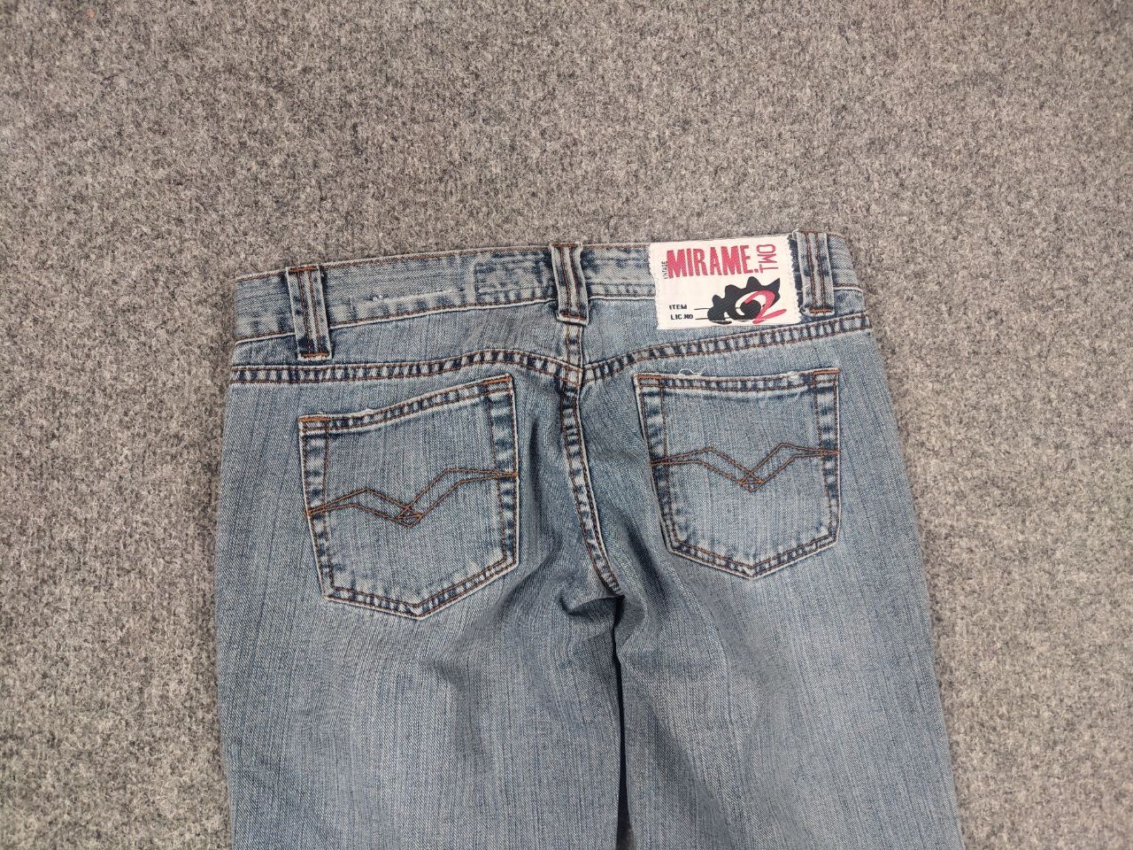 If Six Was Nine Mirame vintage Y2K Style logo Blue Faded denim Flared Jeans Size 31" - 12 Thumbnail