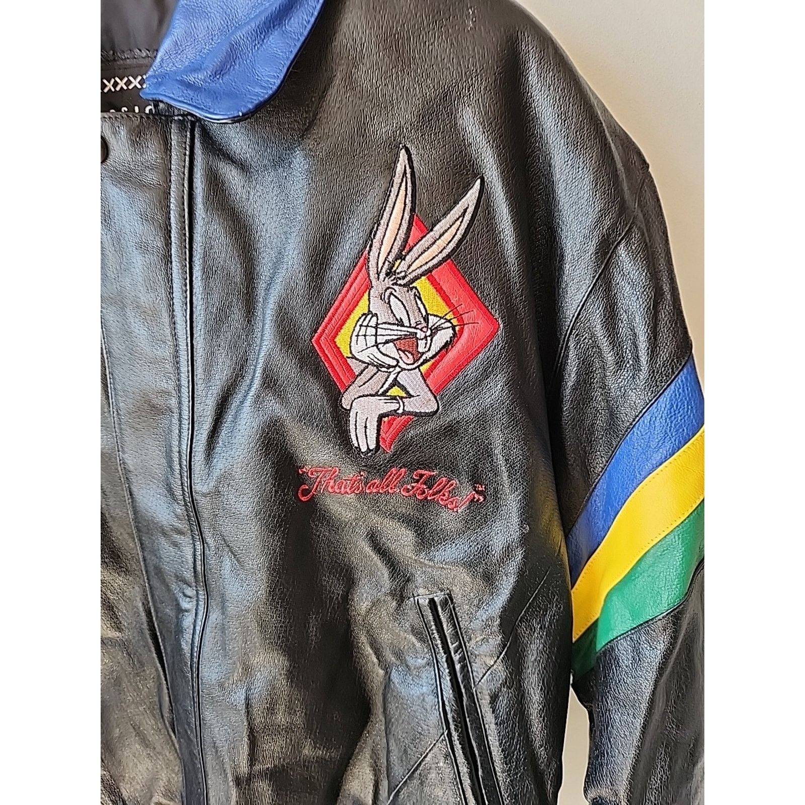 Warner Bros 1998 Biker Looney Tunes Leather Embroidered Jacket L Size US L / EU 52-54 / 3 - 2 Thumbnail