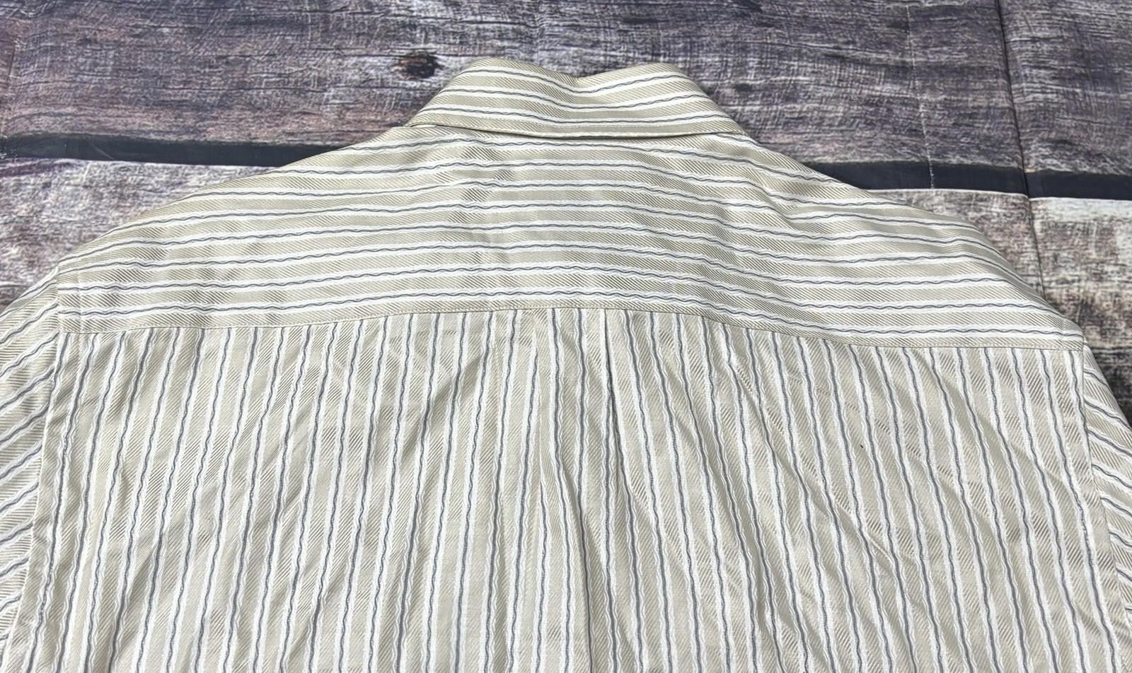 Zanella Zanella Shirt Men's 16L Large Stripes Beige Pocket Italy Size US L / EU 52-54 / 3 - 5 Thumbnail