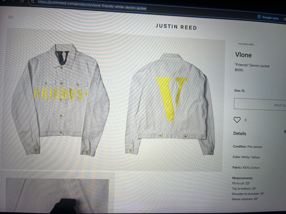 Vlone 1/1 VLONE Friends Sample White Denim Jacket Yellow Size XL Size US XL / EU 56 / 4 - 3 Thumbnail