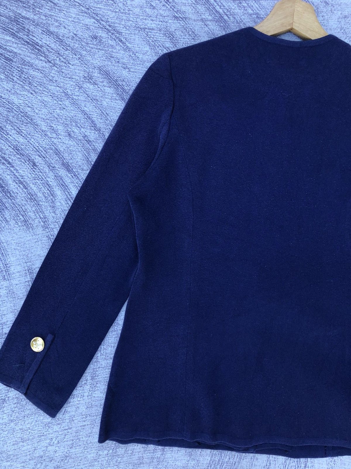 Designer × Vintage × Yves Saint Laurent 🔴YSL/Yves Saint Laurent Navy Blue Pattern Cardigan Size S / US 4 / IT 40 - 17 Thumbnail
