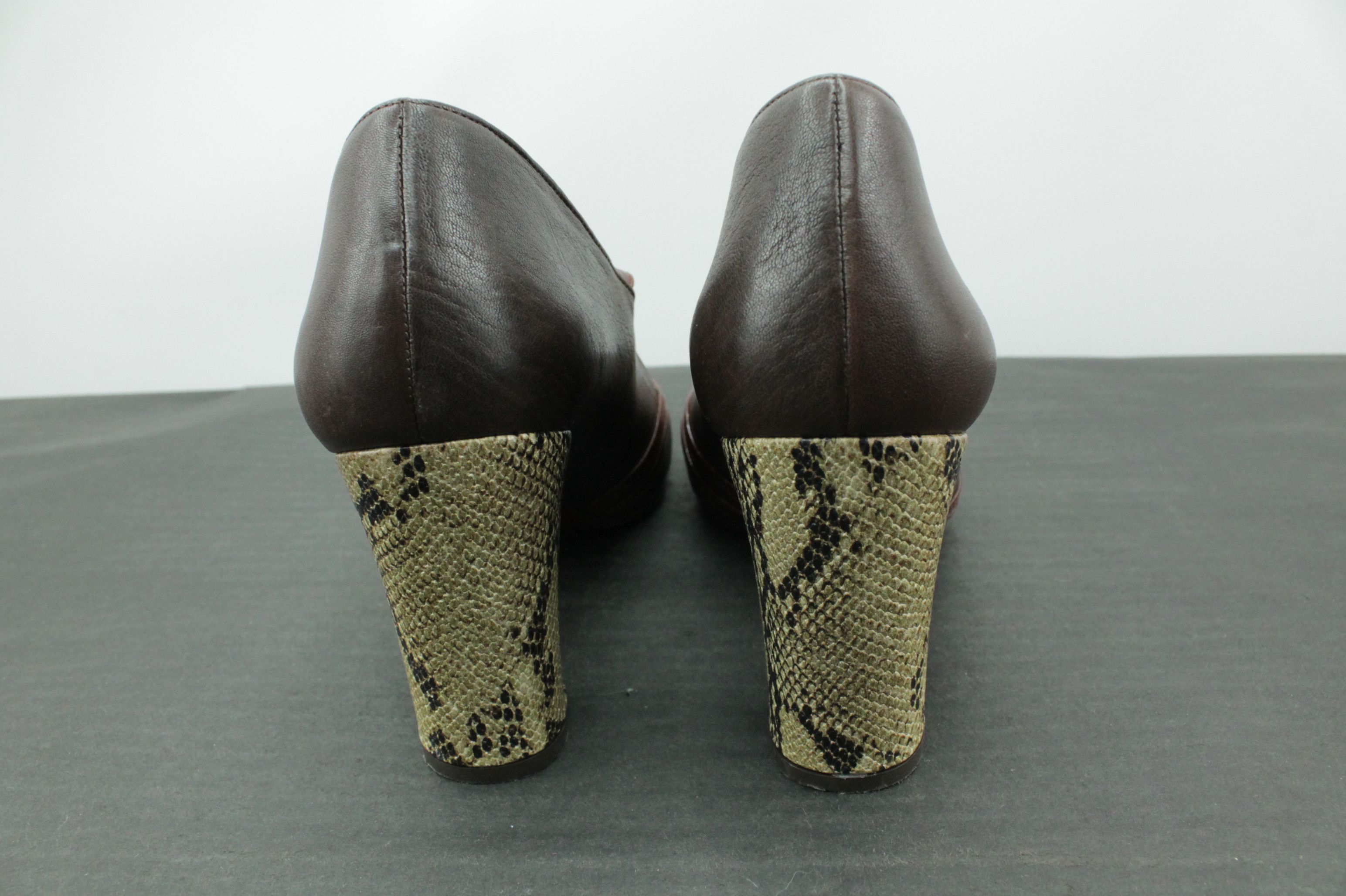 Designer Chie Mihara Leather Heels Python Print Brown Leather Shoes Size US 9 / IT 39 - 6 Thumbnail
