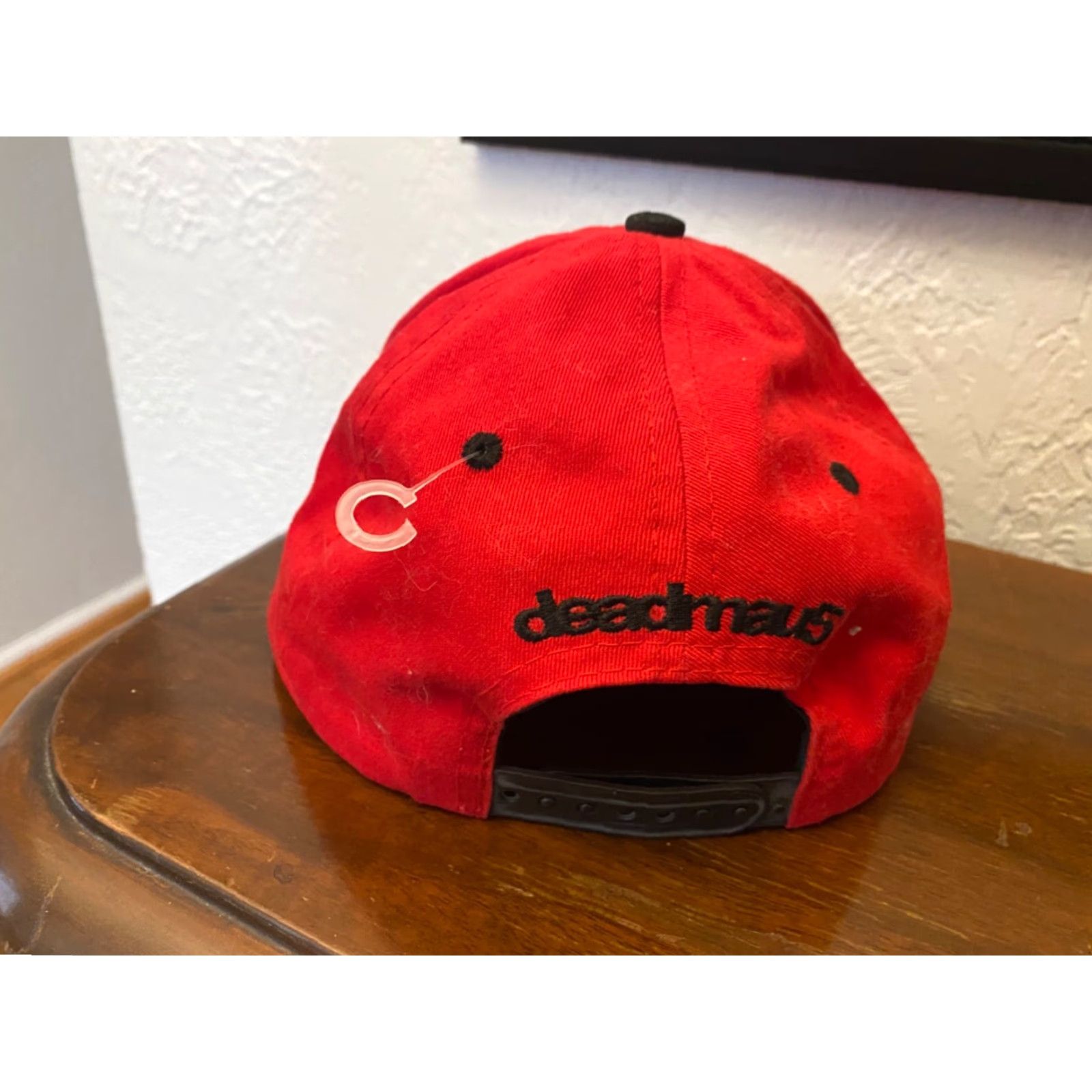 Gloverall deadmau5 Embroidered All over Logo Flat Bill Cap Hat SnapBack Mens Adjustable Red Baseball Cap Music 100% Cotton Thick Embroidered Logo Shirt None Size ONE SIZE - 3 Thumbnail