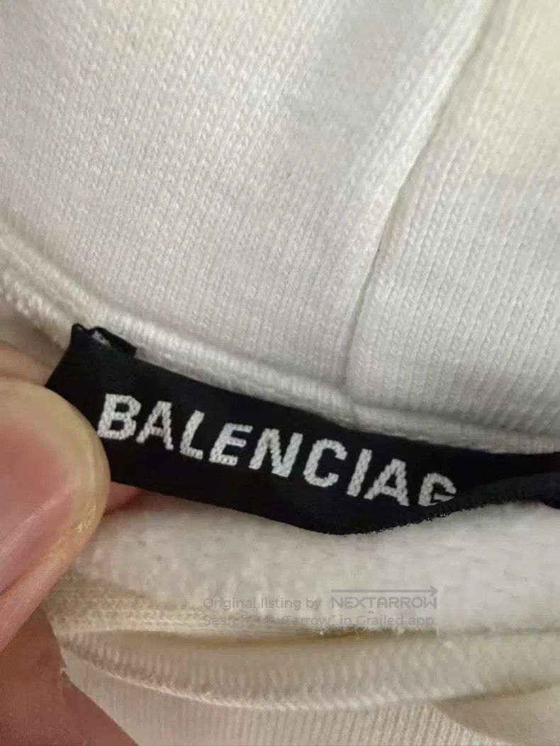 Balenciaga Balenciaga White Hooded Logo Sweatshirt Size US L / EU 52-54 / 3 - 3 Thumbnail