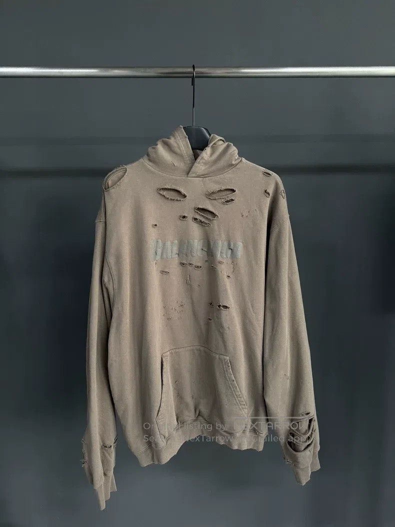 Balenciaga Balenciaga Letter Logo print ripped hoodie Size US XXS / EU 40 - 1 Thumbnail