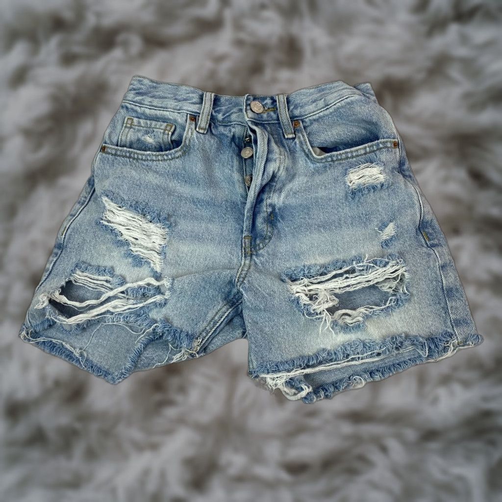 Pacsun Pacsun Teens Shorts 90s Girlfriend Size 24 Distressed Cut-Off Button Fly Size 42" / US 20 - 1 Thumbnail