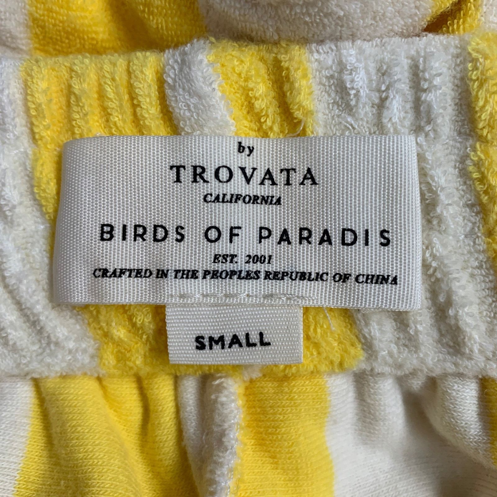 Trovata Yellow White Cotton Polyester Stripe Elastic Shorts Size 27" / US 4 / IT 40 - 3 Thumbnail