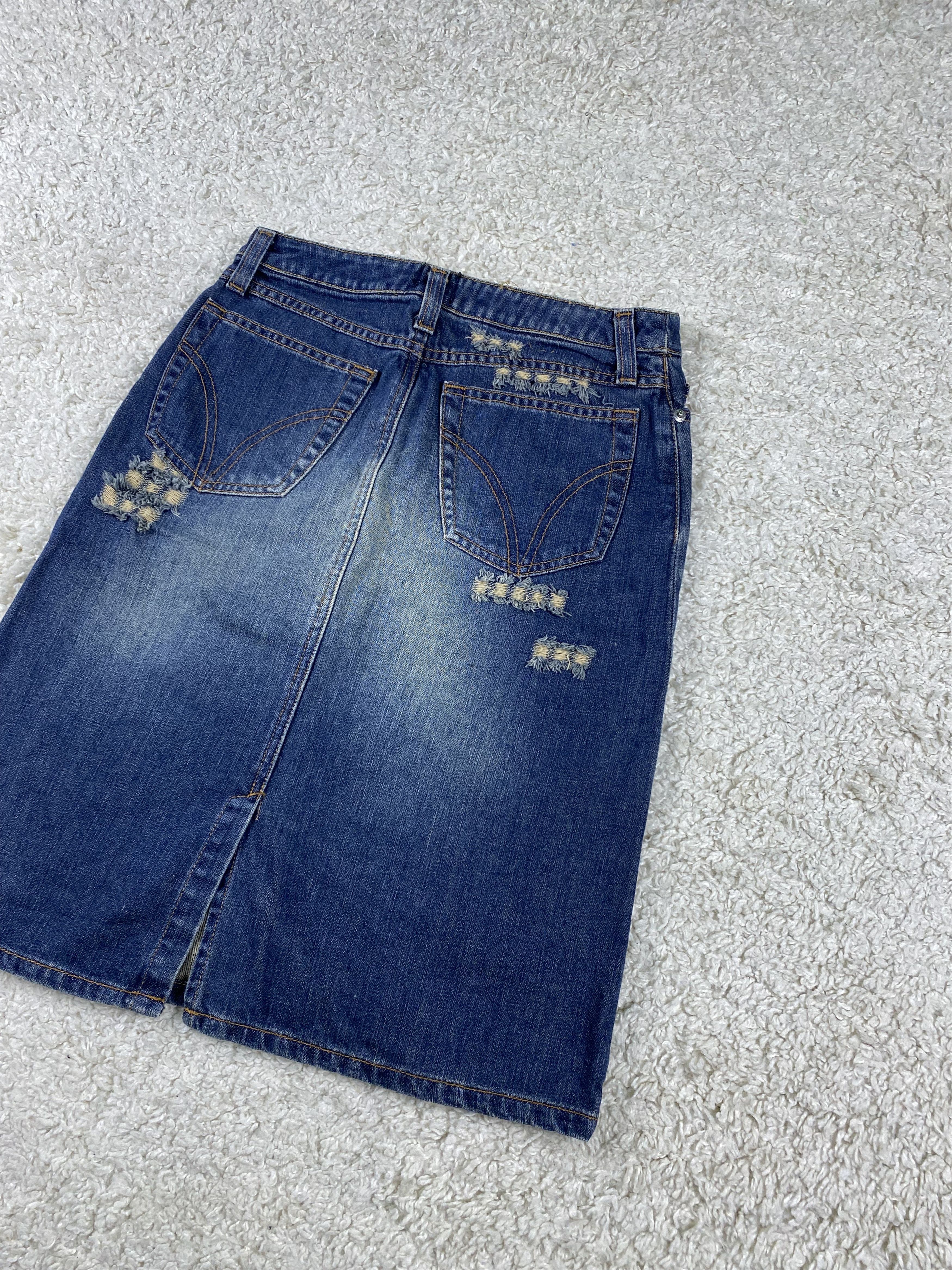 Dolce & Gabbana Dolce & Gabbana Women’s Blue Denim Distressed Skirt sz 26/40 Size 26" / US 2 / IT 38 - 6 Thumbnail