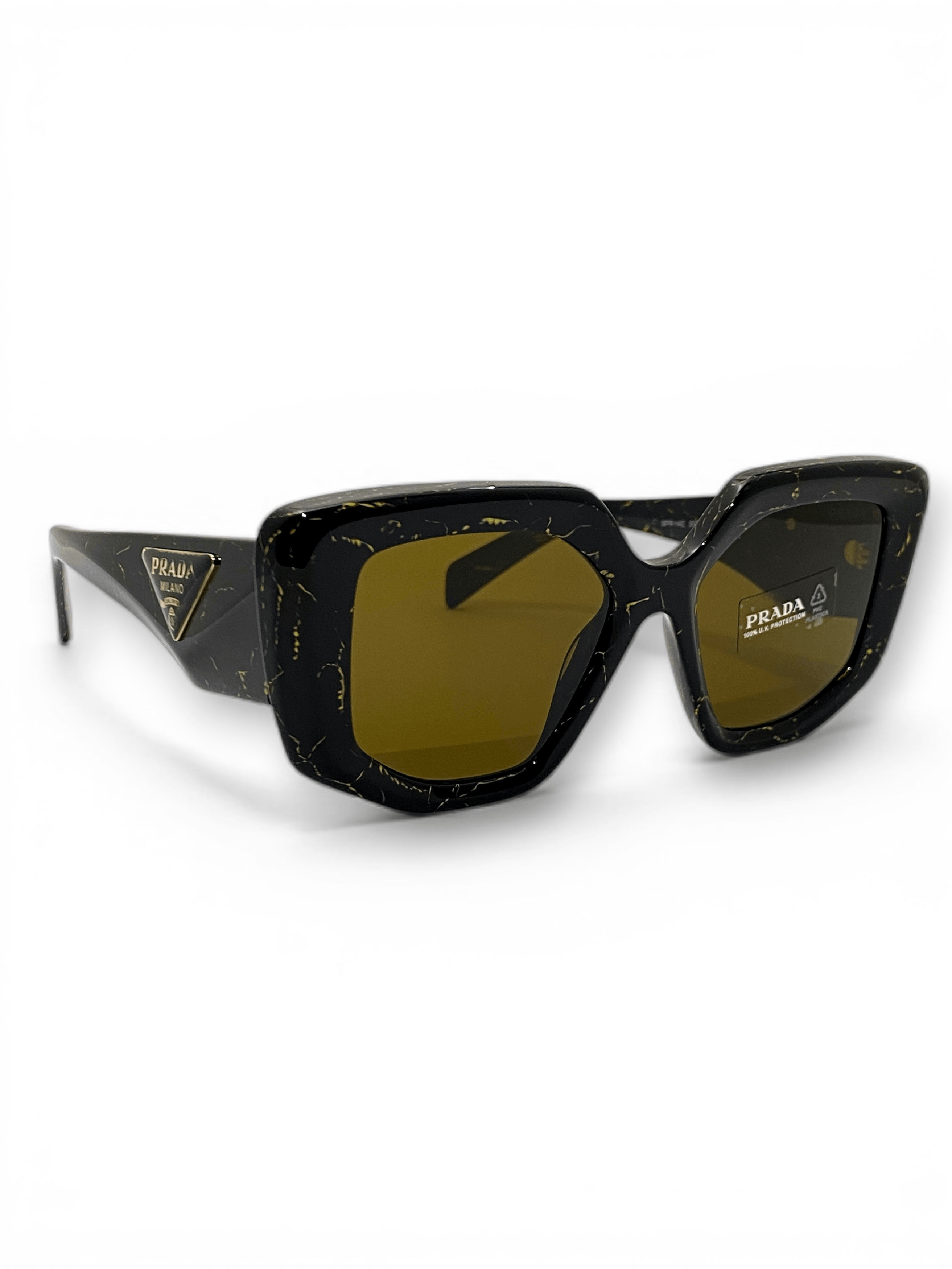 Prada Prada Triangle Logo Oversized Retro Symbol Black Sunglasses Size ONE SIZE - 2 Thumbnail