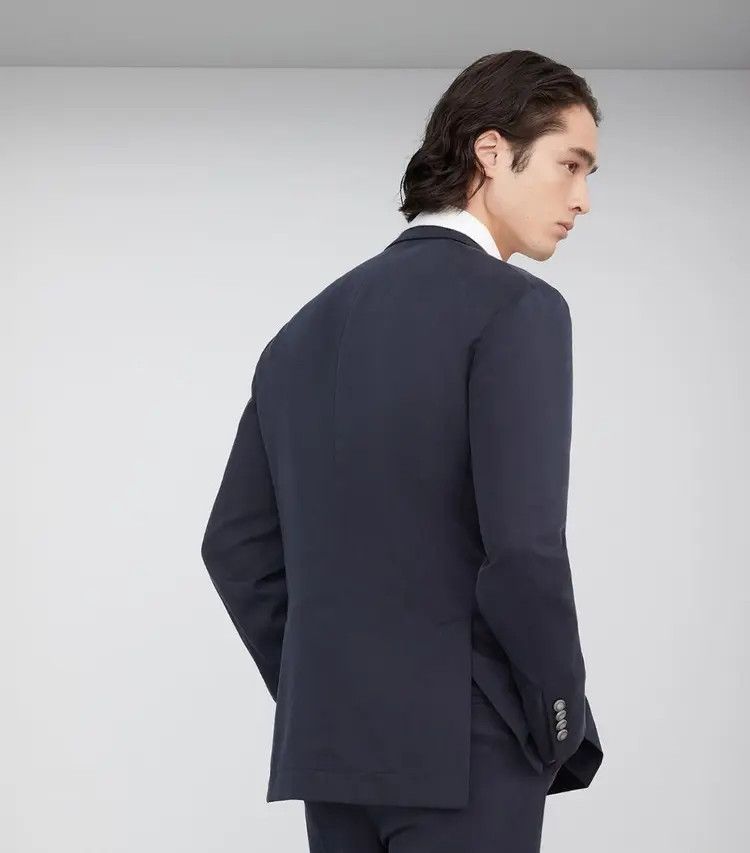 Brunello Cucinelli o1w1db10725 Woven Jacket Silk in Dark Blue Size US M / EU 48-50 / 2 - 5 Thumbnail