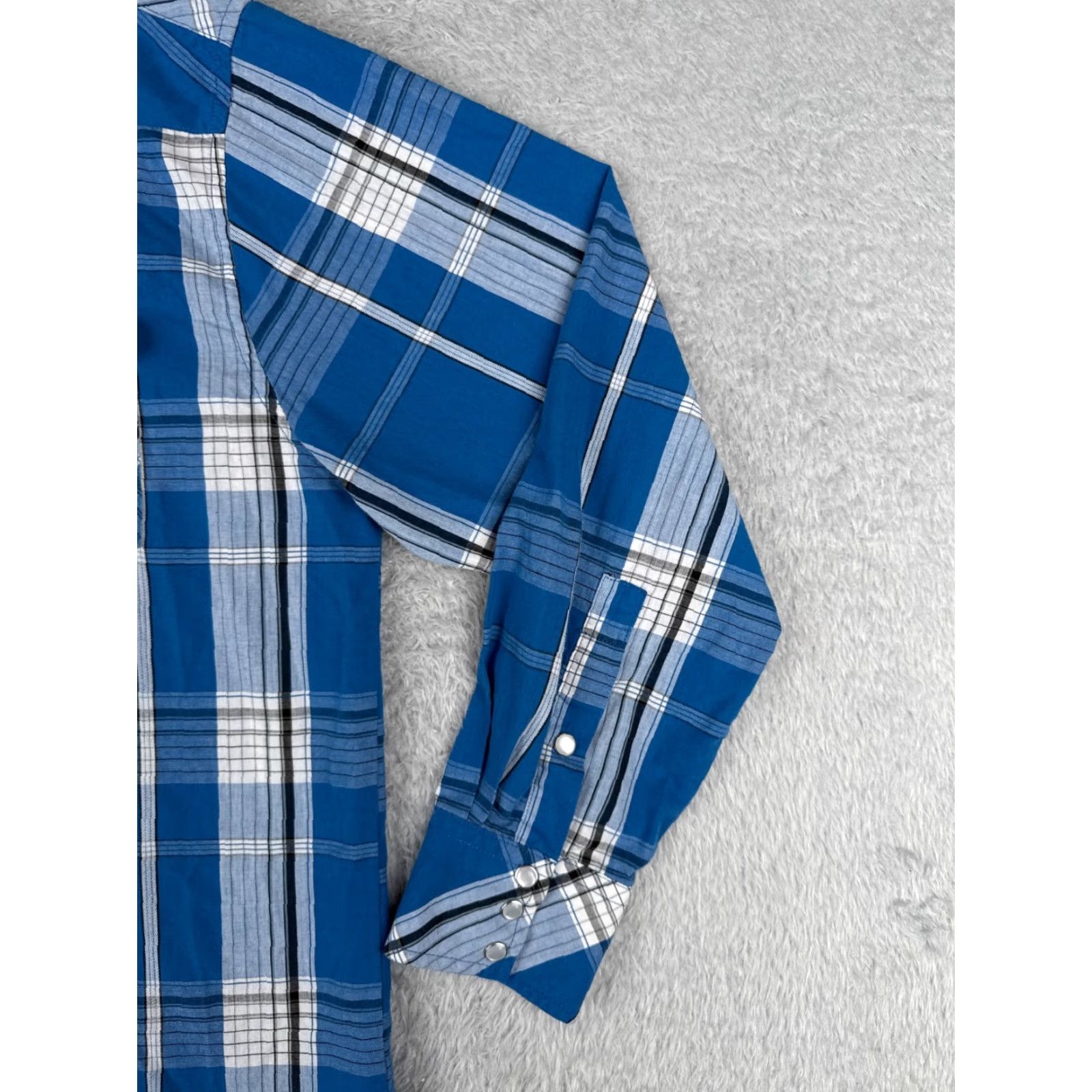Vintage Gioberti Shirt Men Medium Blue White Plaid Pearl Snap Western Cotton Long Sleeve Size US M / EU 48-50 / 2 - 2 Thumbnail