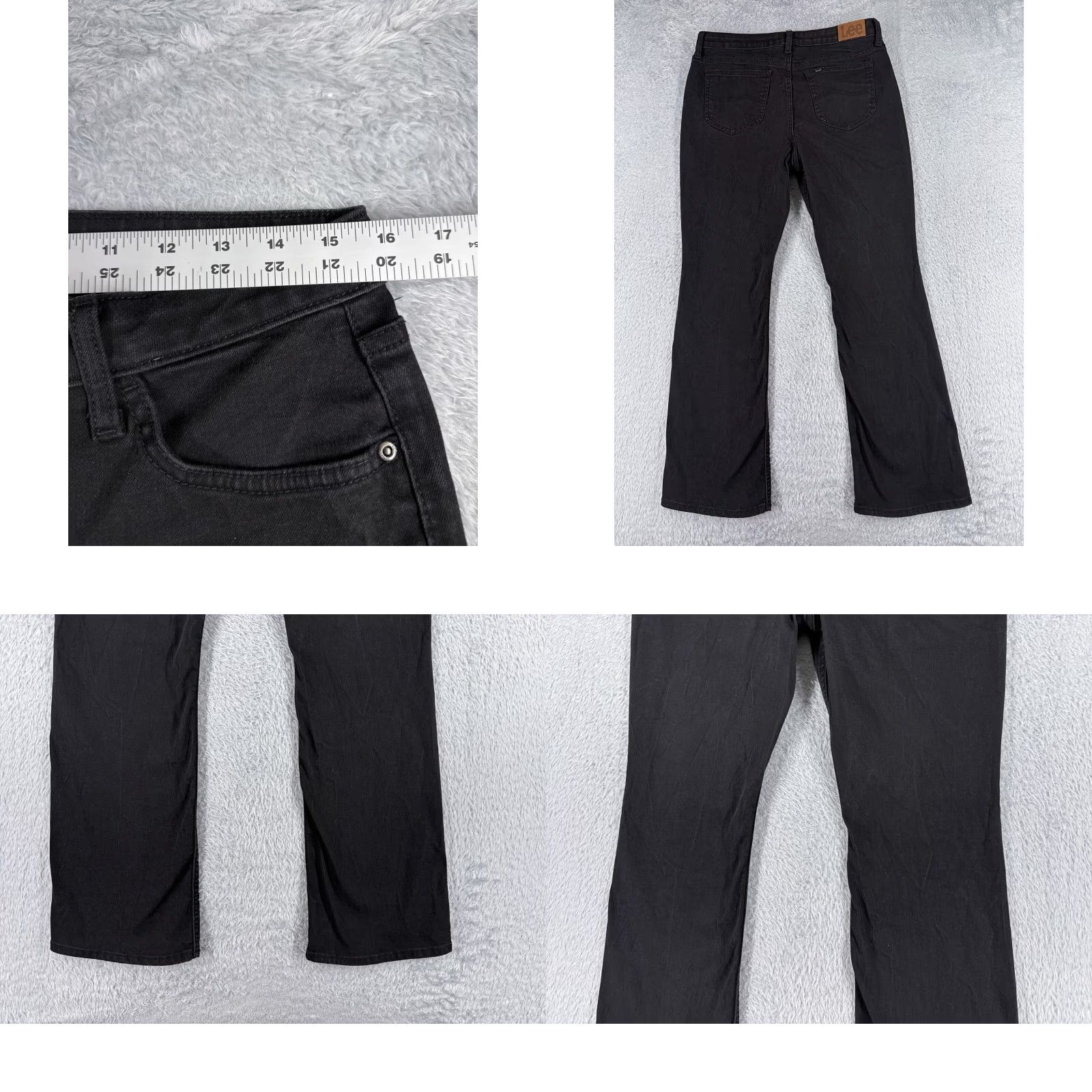 Lee Lee Jeans Women 12P Black Denim Bootcut Regular Mid Rise 31x28 Cotton Blend 5-Pocket Zipper Slimming Classic Lee Slender Secret Mens? Size 34" / US 12 / IT 48 - 9 Thumbnail