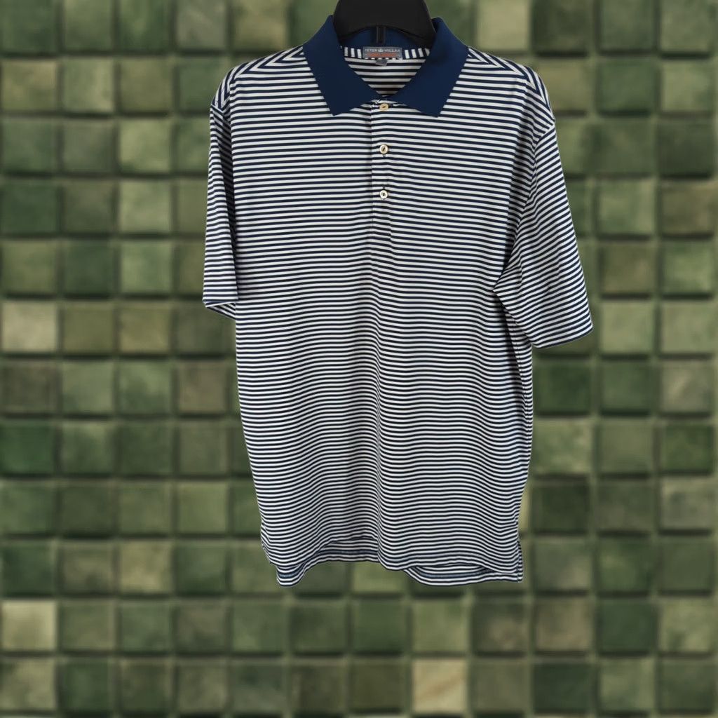 Peter Millar Peter Millar Shirt Mens Polo M White and Blue Striped Summer Comfort Golf Size US M / EU 48-50 / 2 - 1 Thumbnail