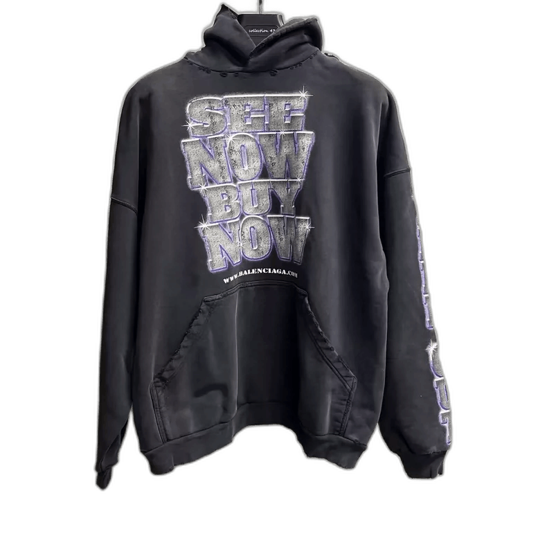 Balenciaga Balenciaga Black Logo Print Hoodie Size US M / EU 48-50 / 2 - 1 Thumbnail