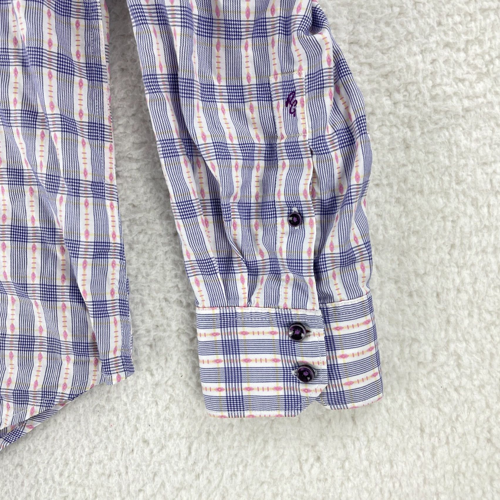Robert Graham Robert Graham Purple Geo Print Button-Up Dress Shirt Mens Long Sleeve XL Size 46R - 7 Thumbnail