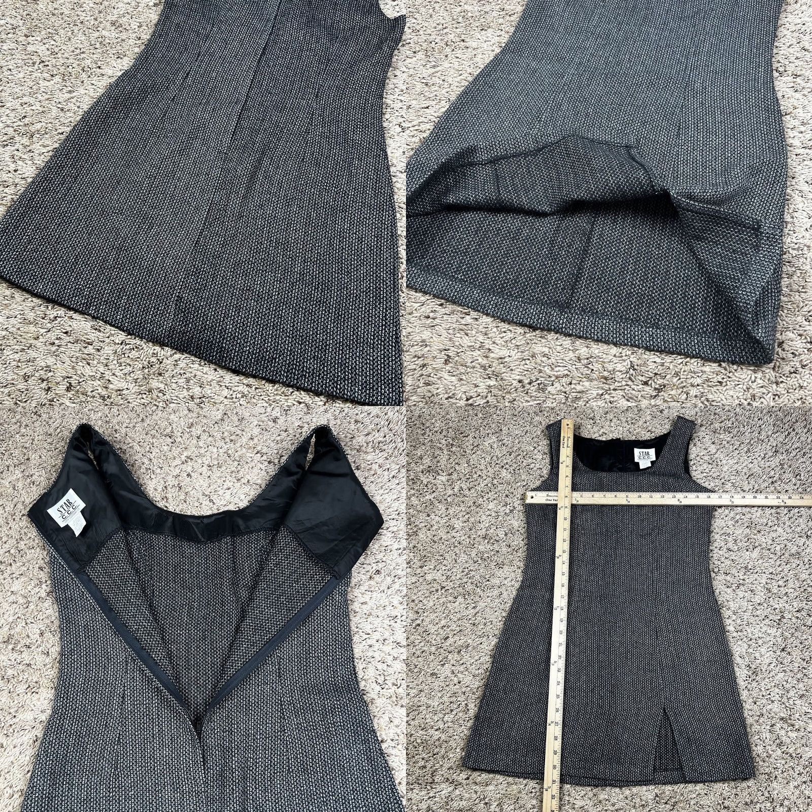 Vintage VINTAGE 90s Stylish Black Gray A-Line Womens Dress Small Front Slit Made USA Dress Size S / US 4 / IT 40 - 8 Thumbnail