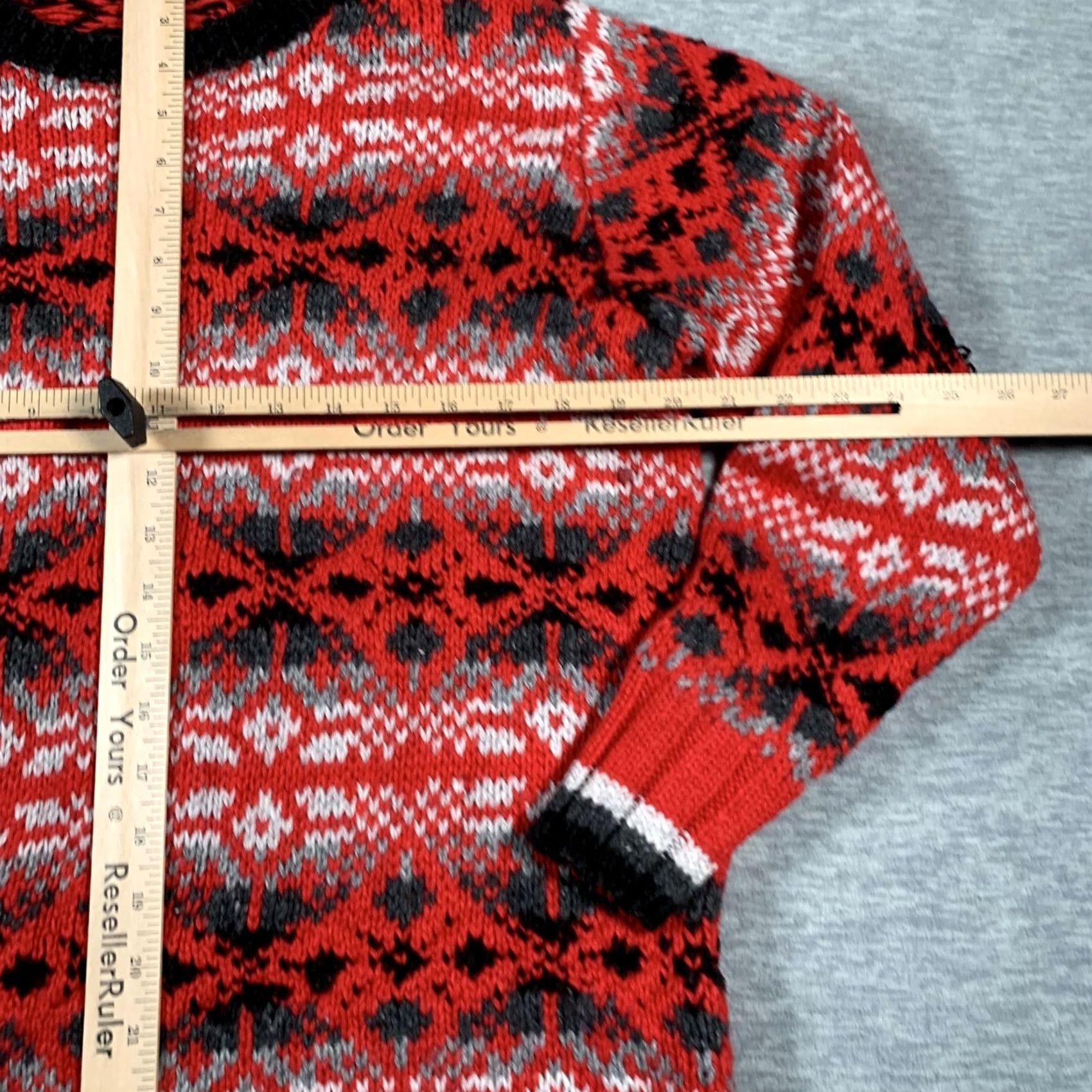 Vintage VINTAGE Marsh Landing Sweater Womens Medium Red Black Fair Isle Hand Knit Crewneck Ramie Size M / US 6-8 / IT 42-44 - 7 Thumbnail