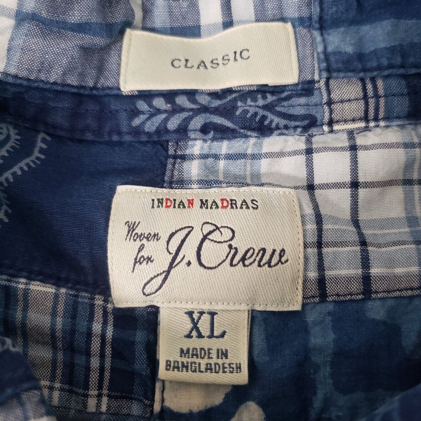 J.Crew J Crew Patchwork Madras Classic Fit Shirt Mens Medium Blue Size M / US 6-8 / IT 42-44 - 4 Thumbnail