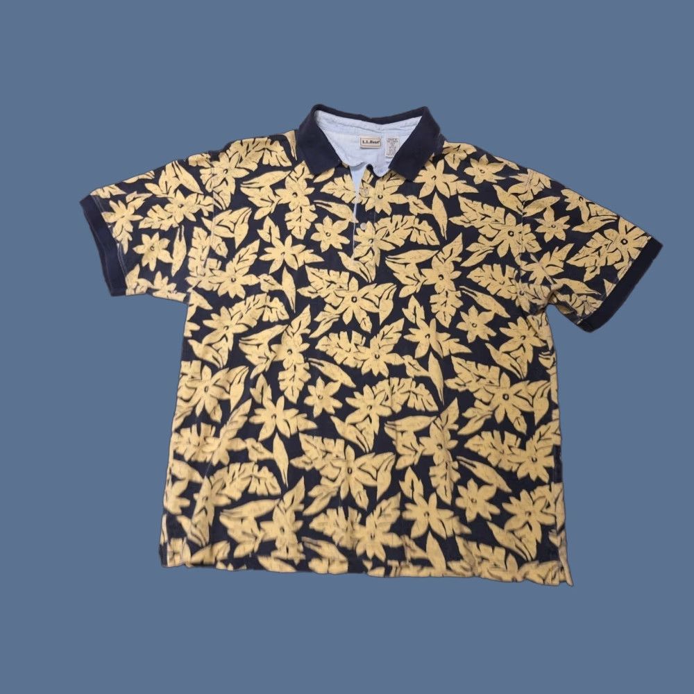 Vintage VINTAGE L.L. BEAN Polo Shirt Mens XL Floral All Over Print Hawaiian Pique City Hippie Tropical Classic Outdoor Size US XL / EU 56 / 4 - 1 Thumbnail