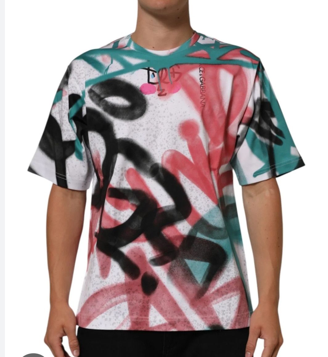 Dolce & Gabbana Dolce & Gabbana Multicolor Graffiti Print Tee - Size S Size US S / EU 44-46 / 1 - 1 Thumbnail